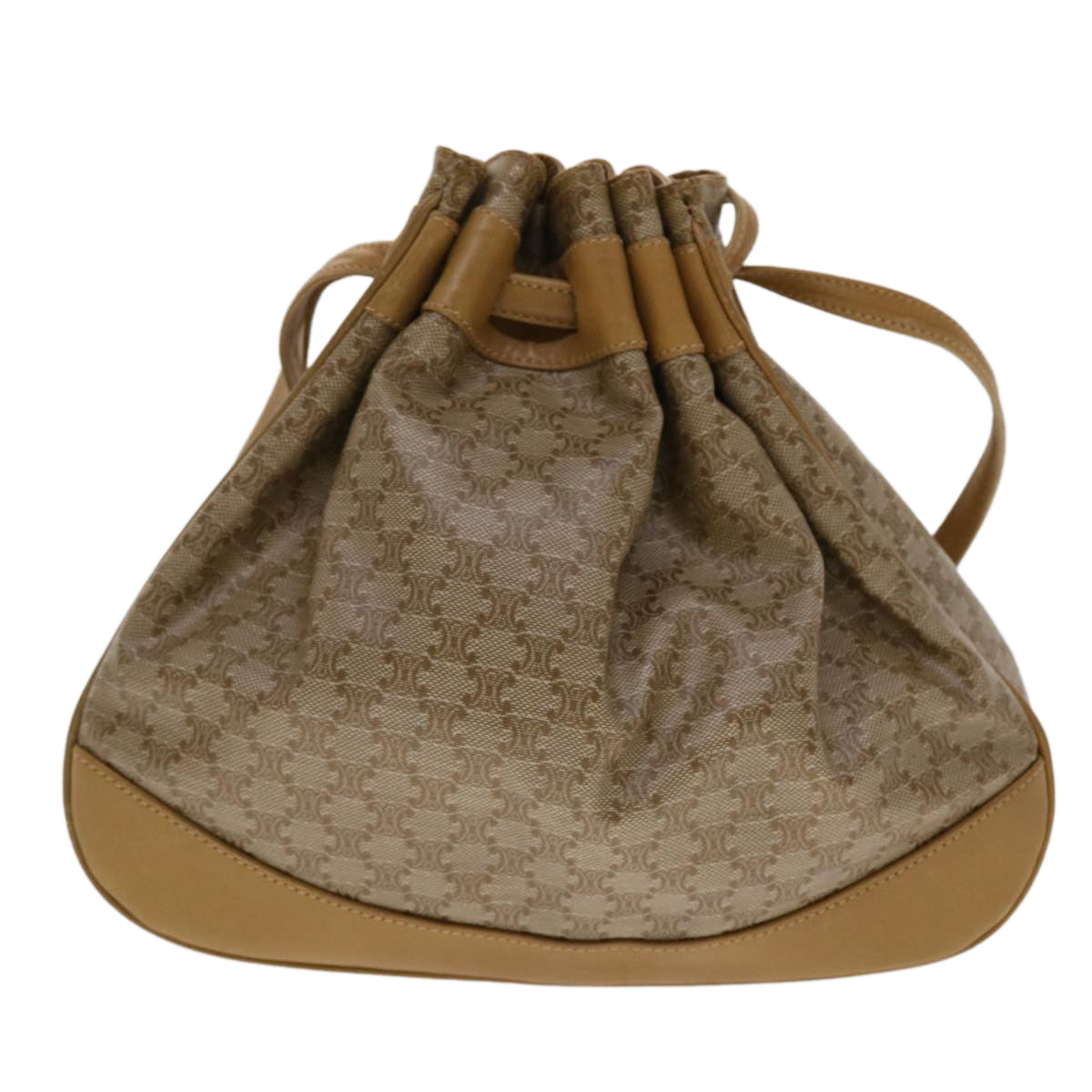 Celine Macadam Canvas Shoulder Bag PVC Leather Brown 47999