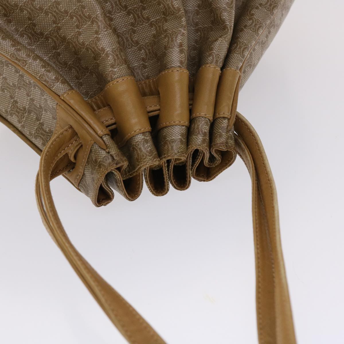 Celine Macadam Canvas Shoulder Bag PVC Leather Brown 47999