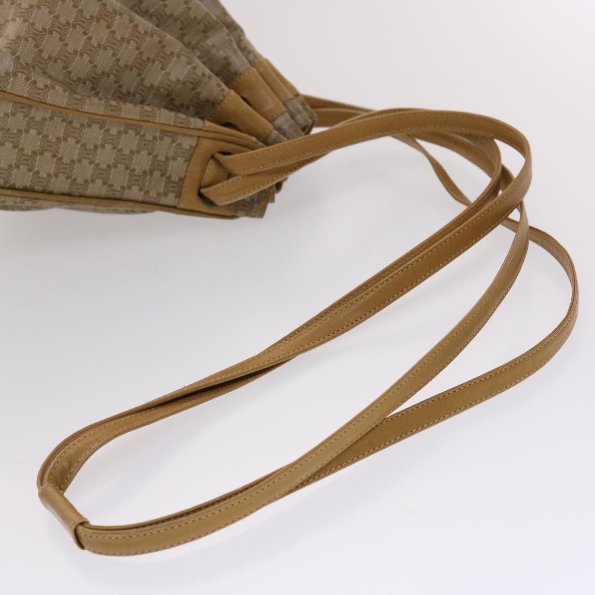 Celine Macadam Canvas Shoulder Bag PVC Leather Brown 47999