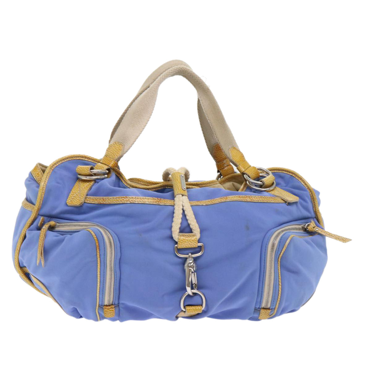 Celine Boston Bag Nylon Blue Brown 48042