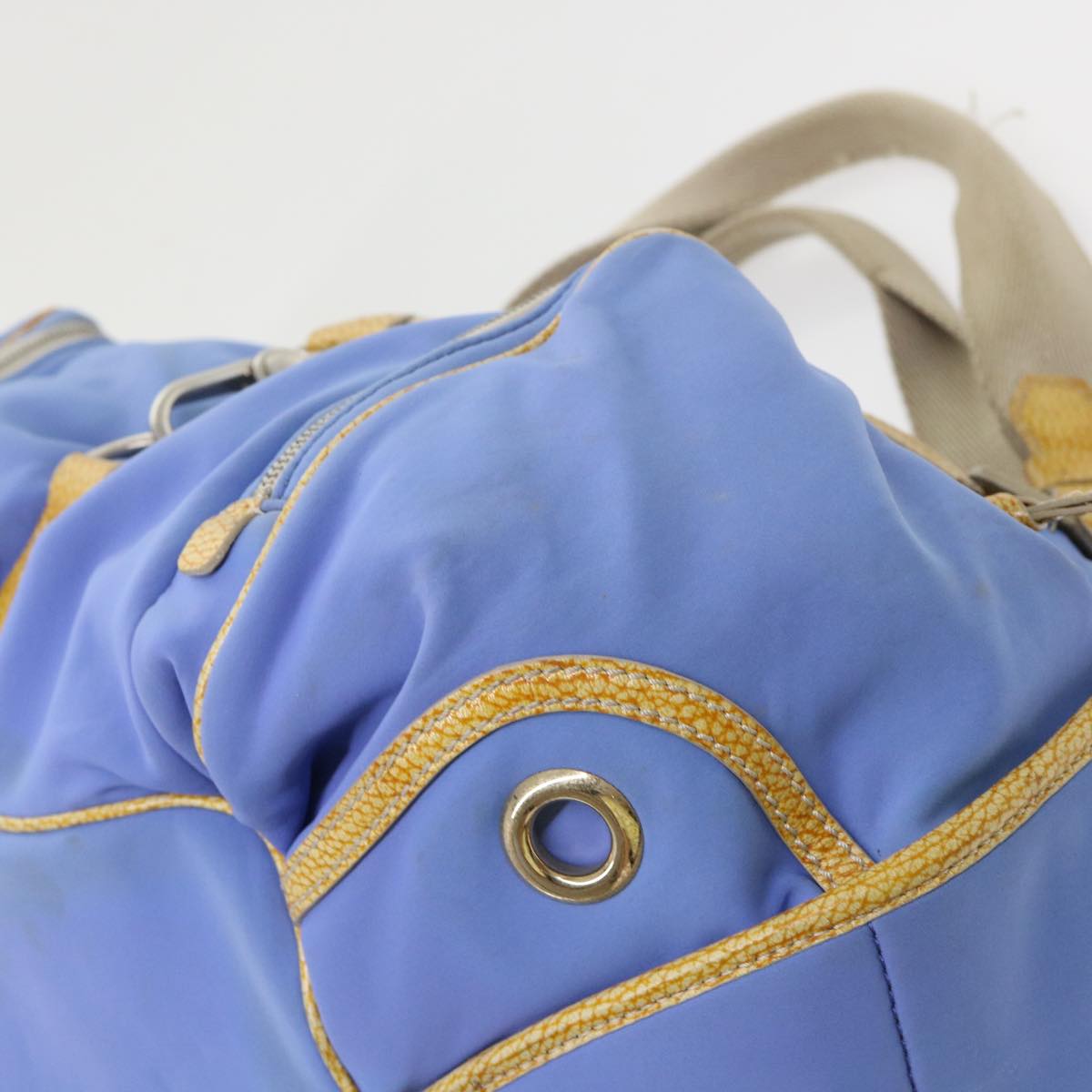 Celine Boston Bag Nylon Blue Brown 48042