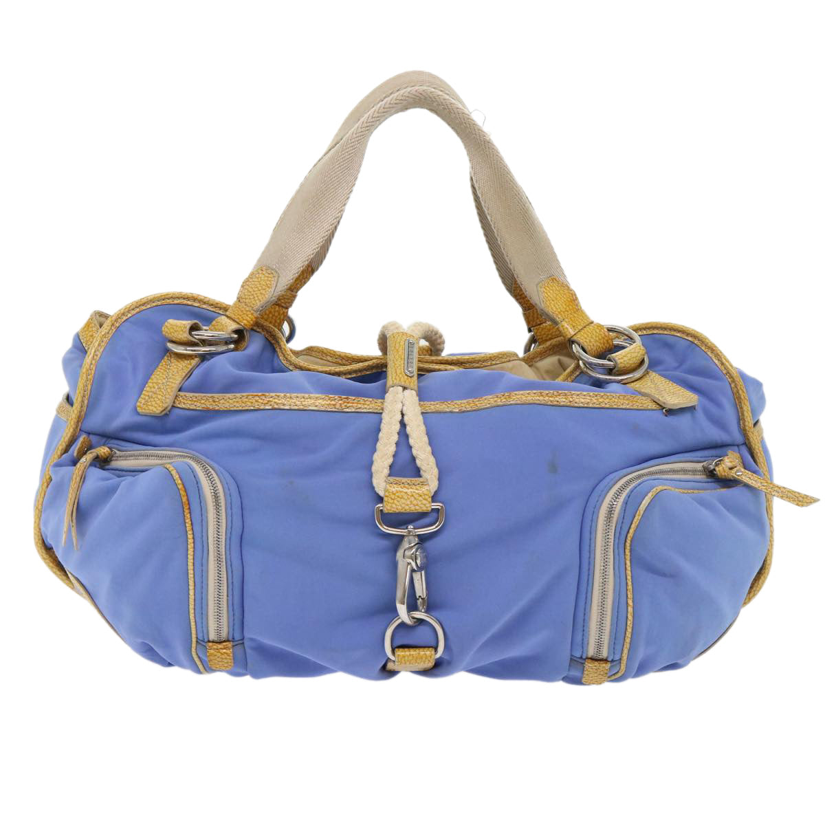 Celine Boston Bag Nylon Blue Brown 48042