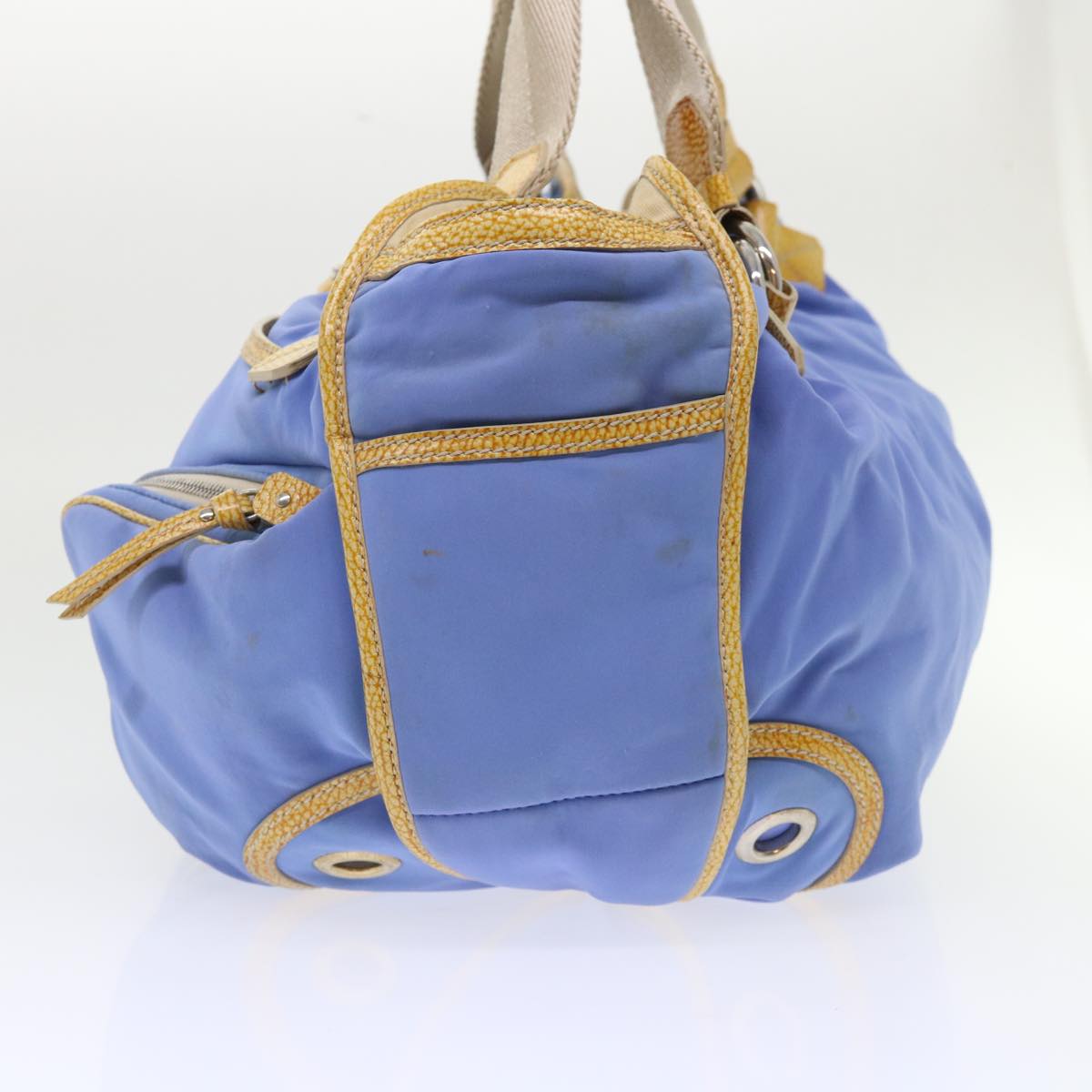Celine Boston Bag Nylon Blue Brown 48042