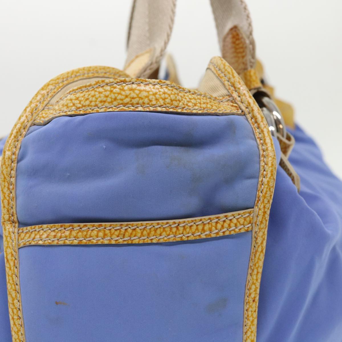 Celine Boston Bag Nylon Blue Brown 48042