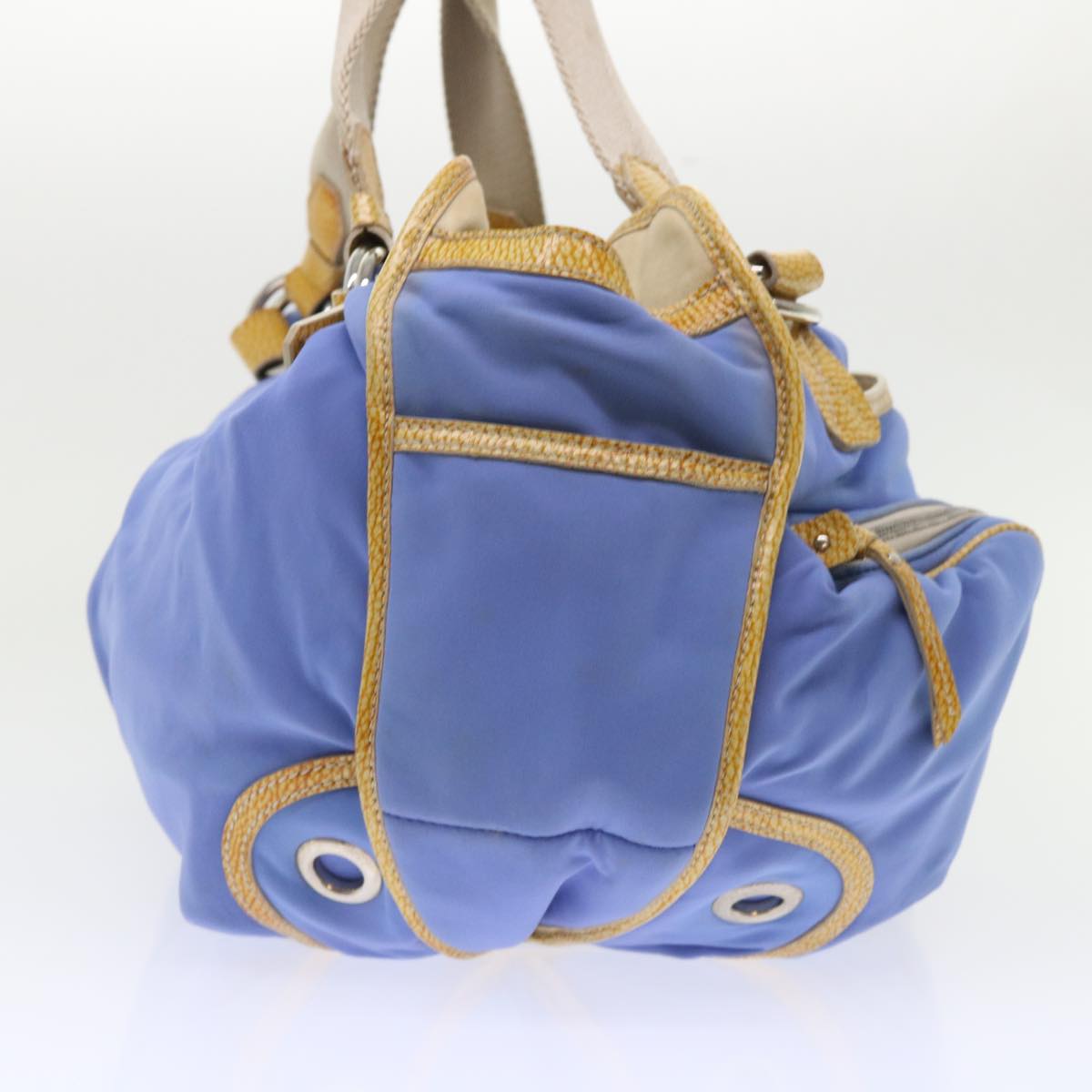 Celine Boston Bag Nylon Blue Brown 48042