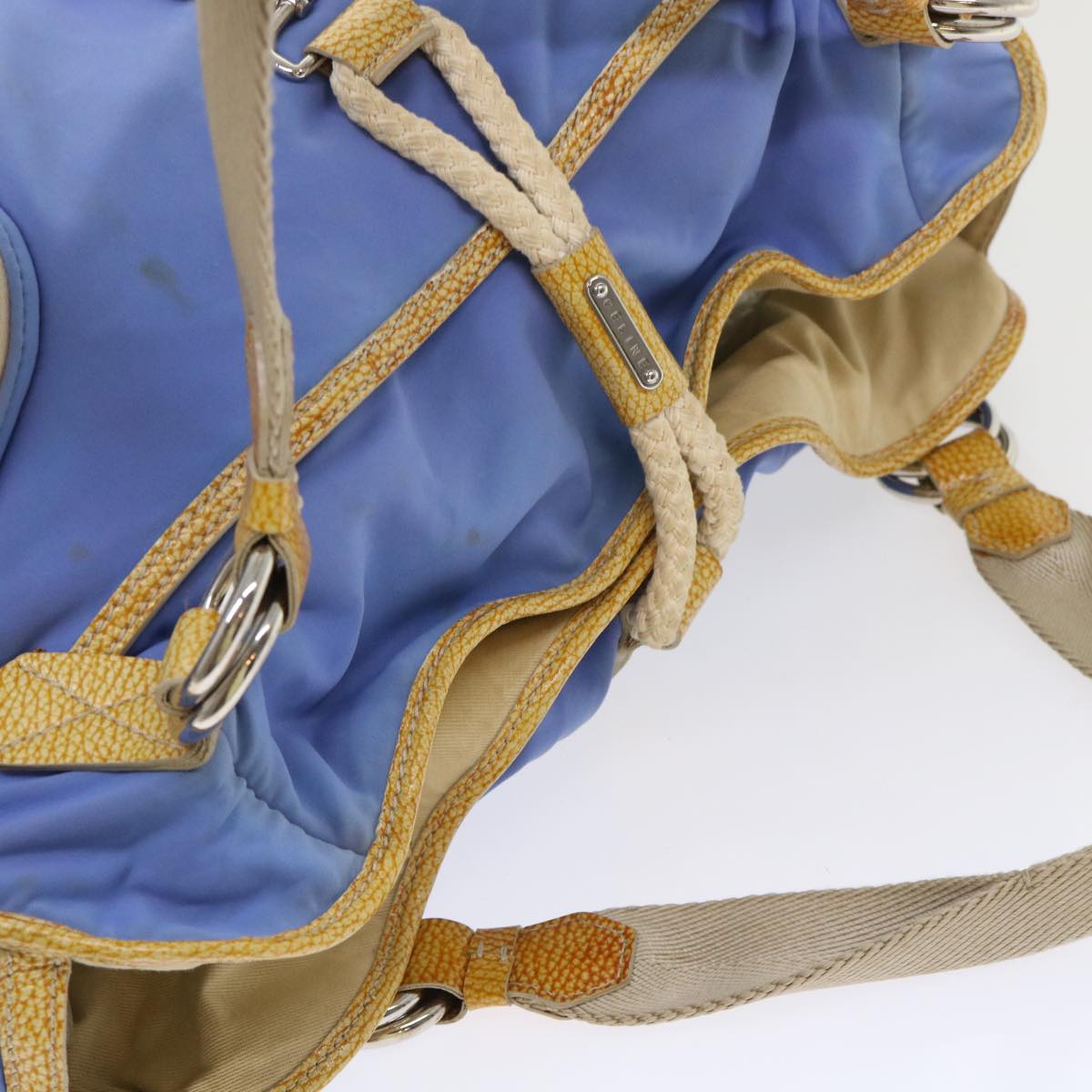 Celine Boston Bag Nylon Blue Brown 48042