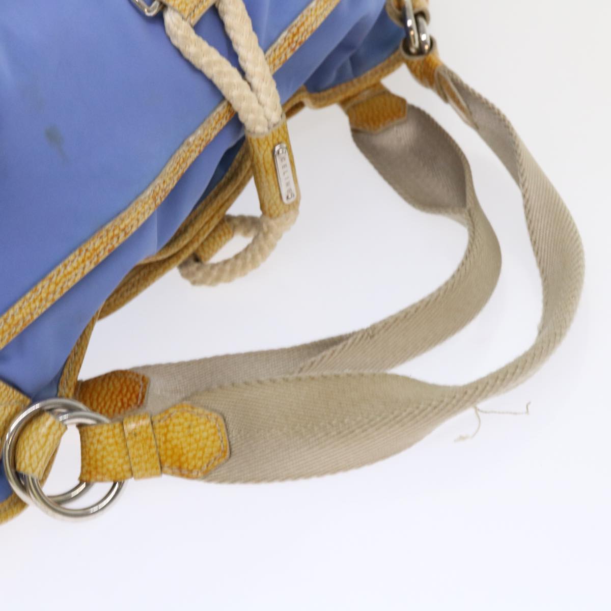 Celine Boston Bag Nylon Blue Brown 48042