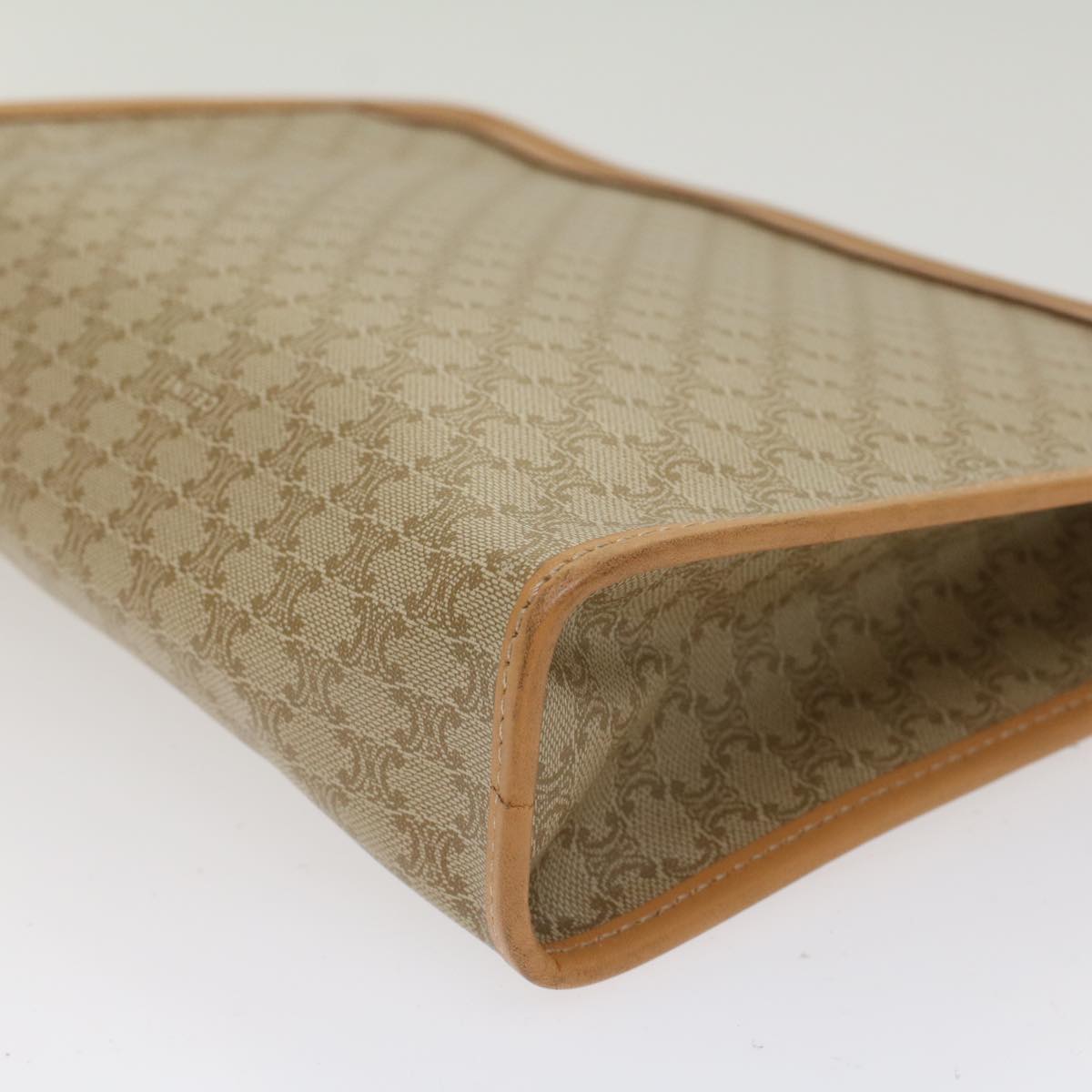 Celine Macadam Canvas Clutch Bag PVC Leather Beige 48156
