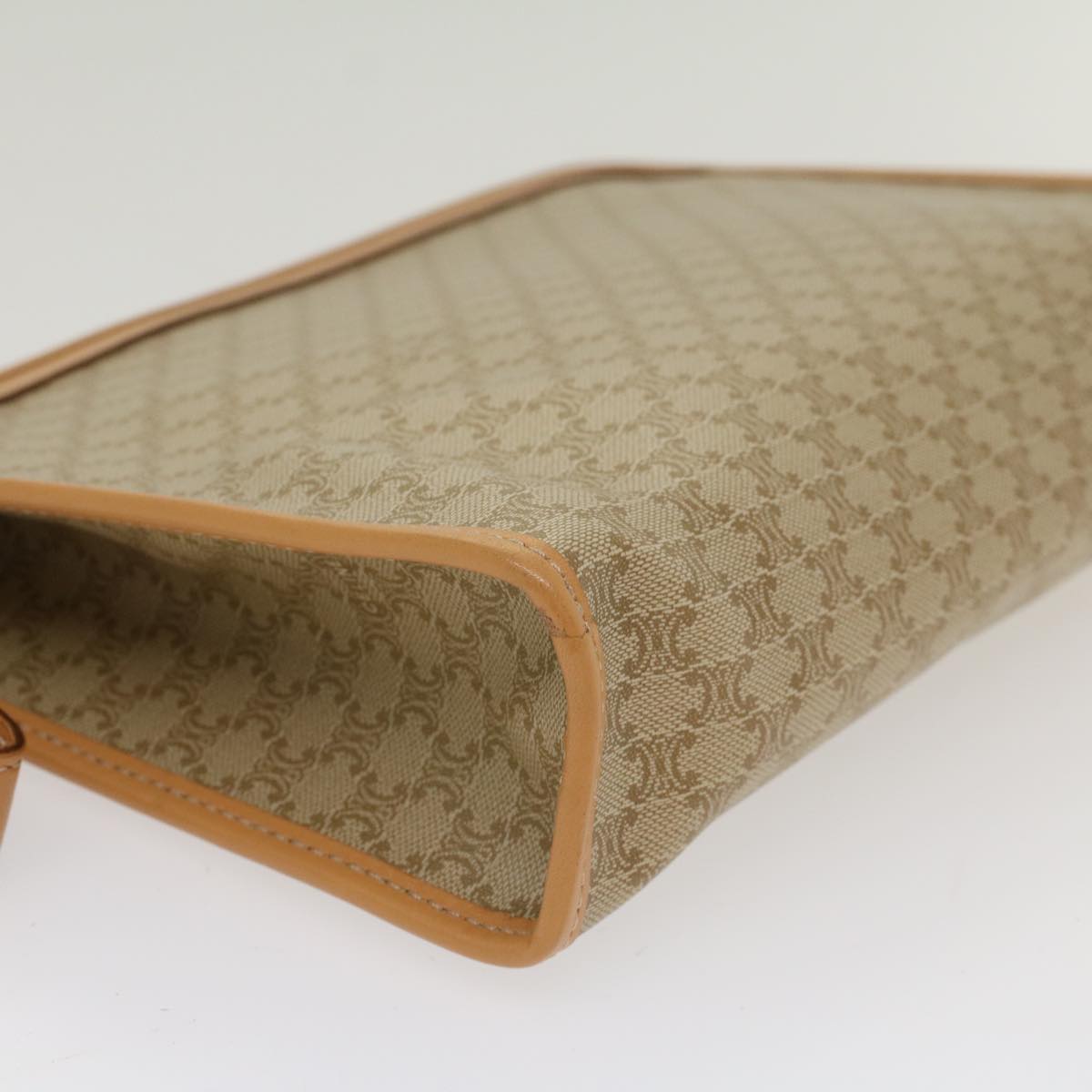 Celine Macadam Canvas Clutch Bag PVC Leather Beige 48156