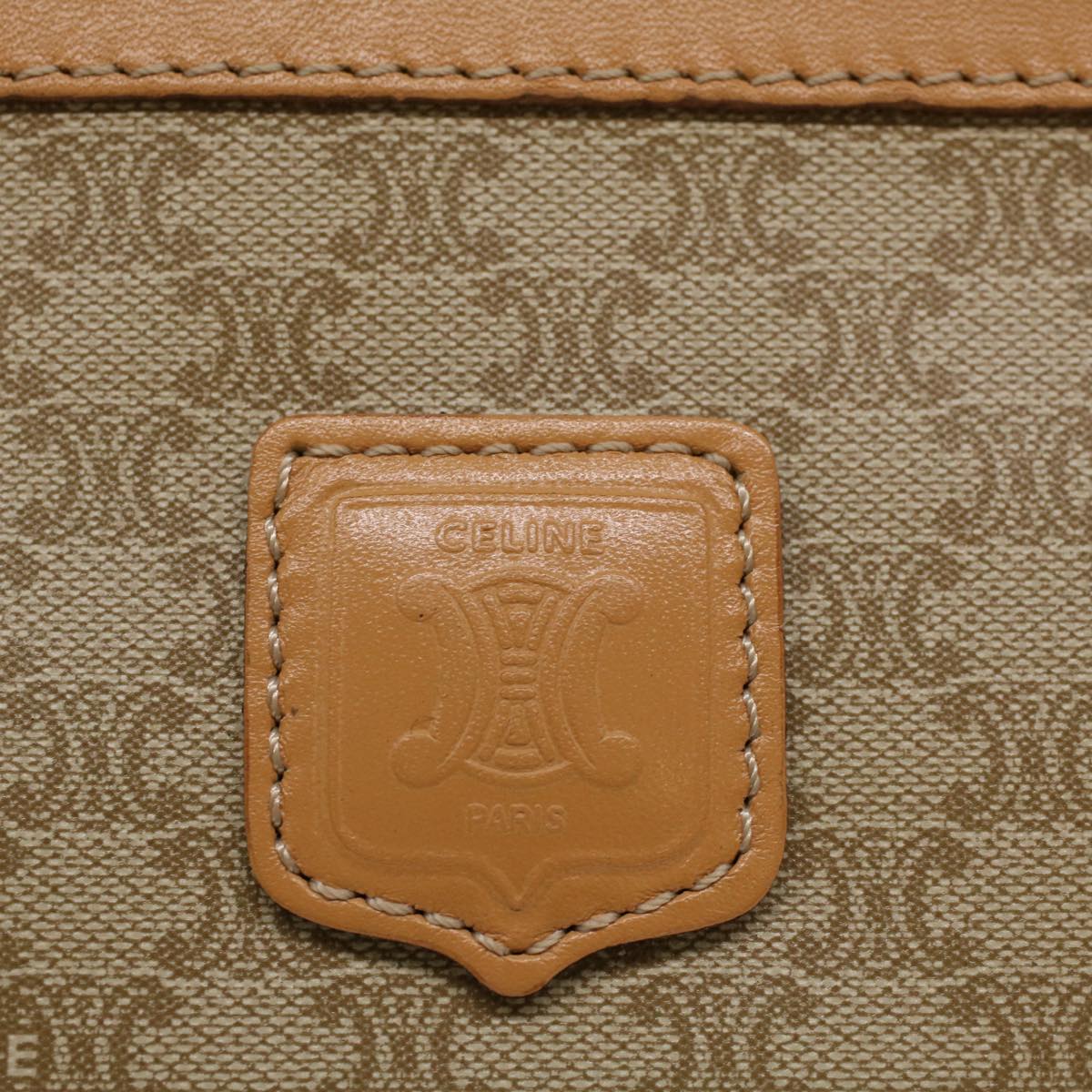 Celine Macadam Canvas Clutch Bag PVC Leather Beige 48156