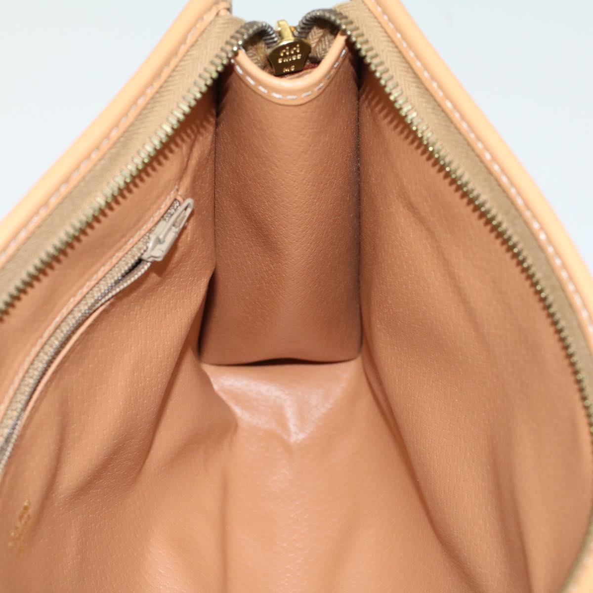 Celine Macadam Canvas Clutch Bag PVC Leather Beige 48156