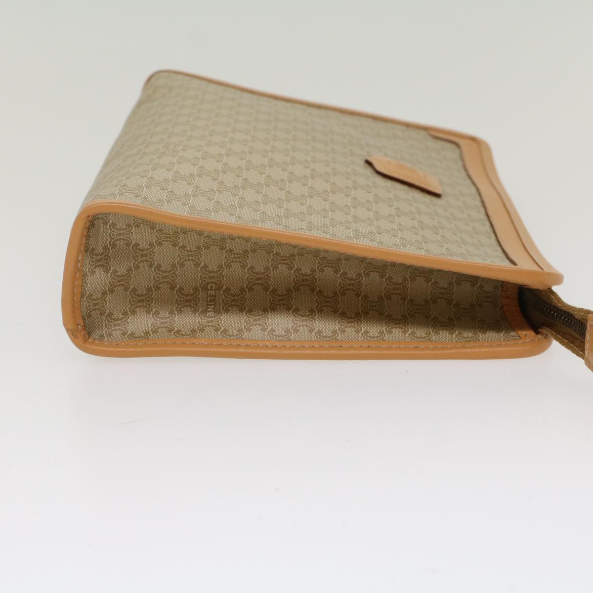 Celine Macadam Canvas Clutch Bag PVC Leather Beige 48156