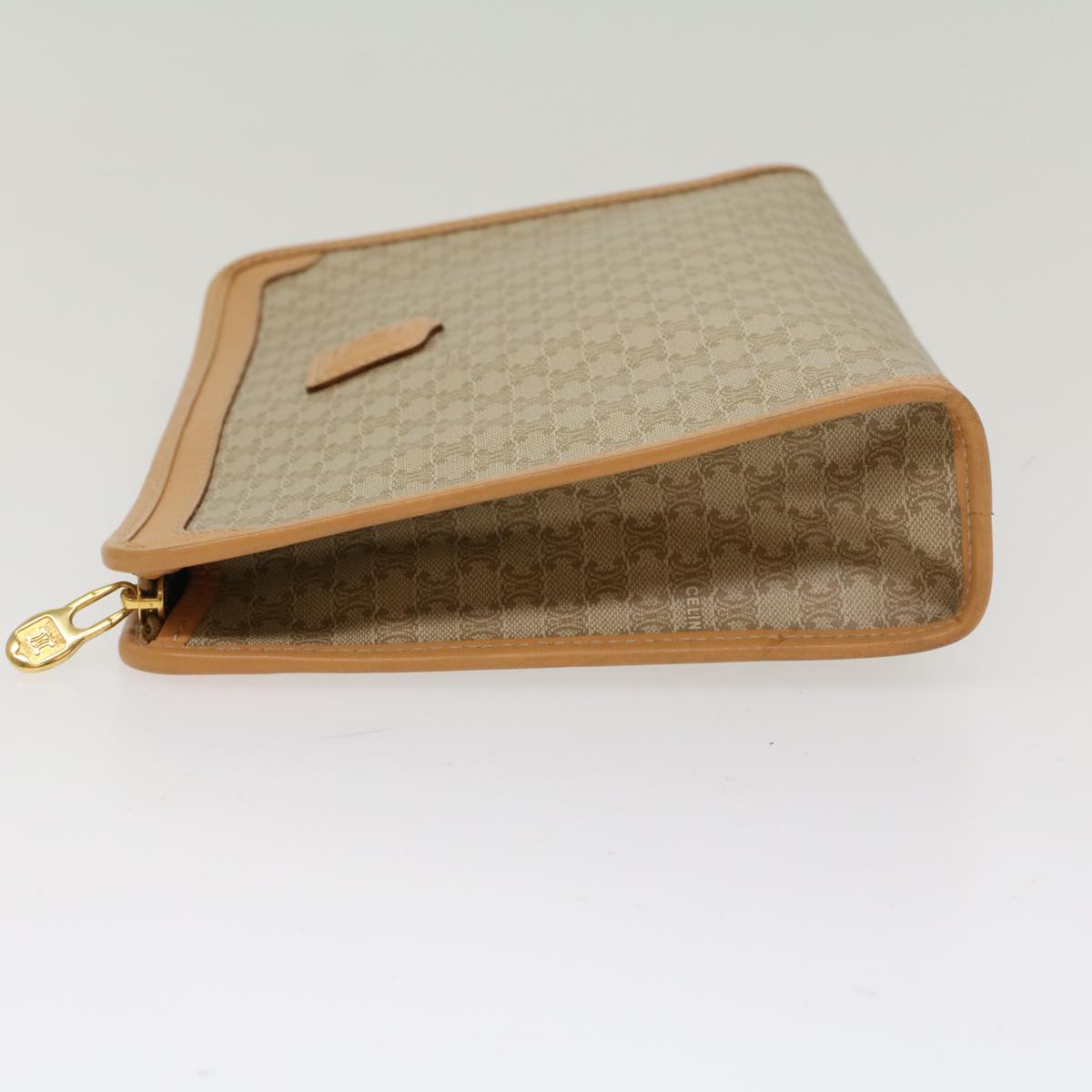 Celine Macadam Canvas Clutch Bag PVC Leather Beige 48156