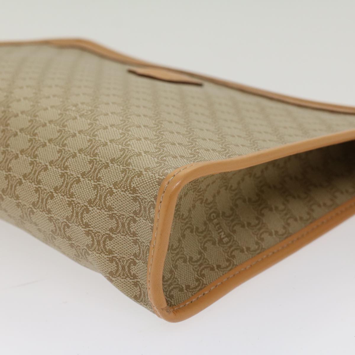 Celine Macadam Canvas Clutch Bag PVC Leather Beige 48156