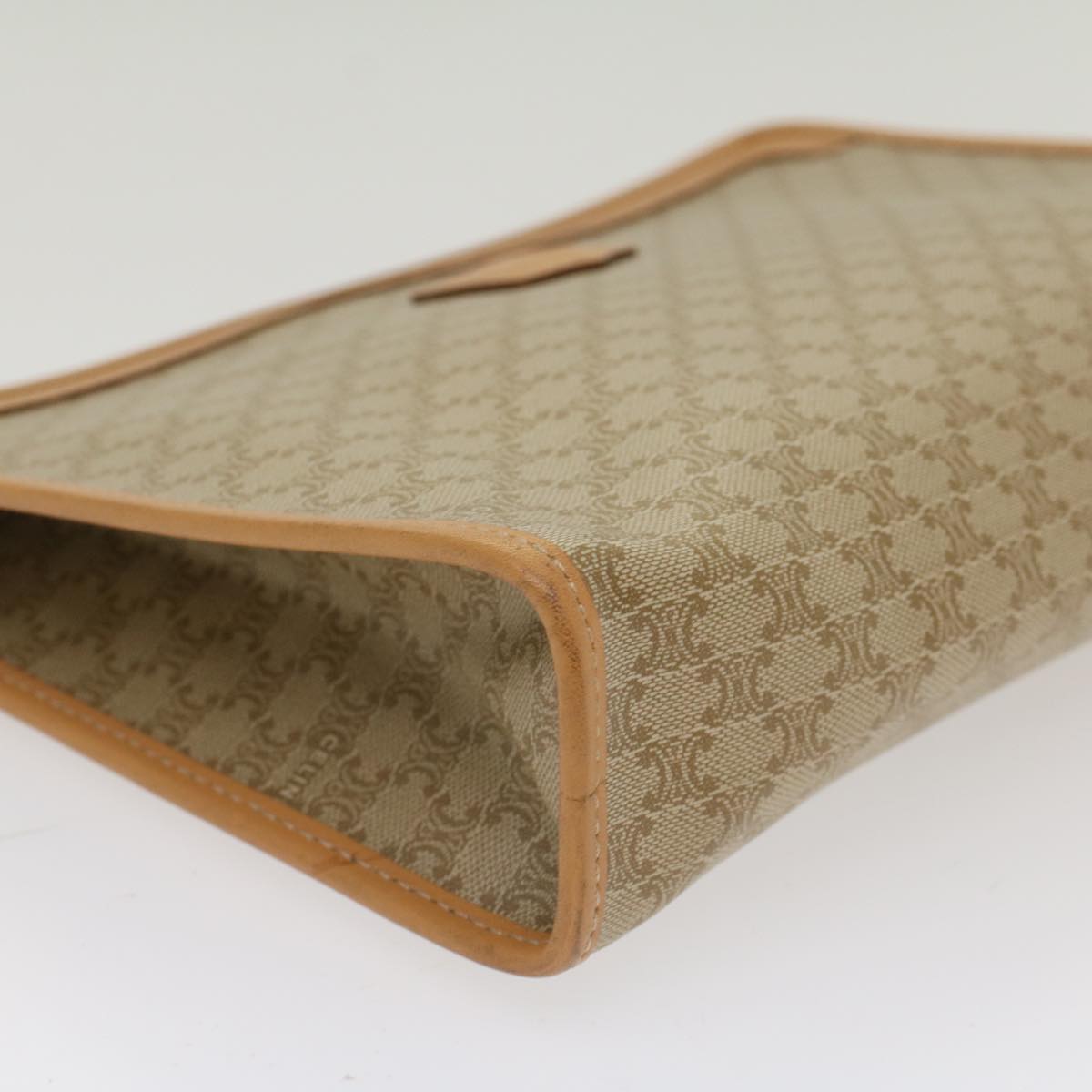 Celine Macadam Canvas Clutch Bag PVC Leather Beige 48156