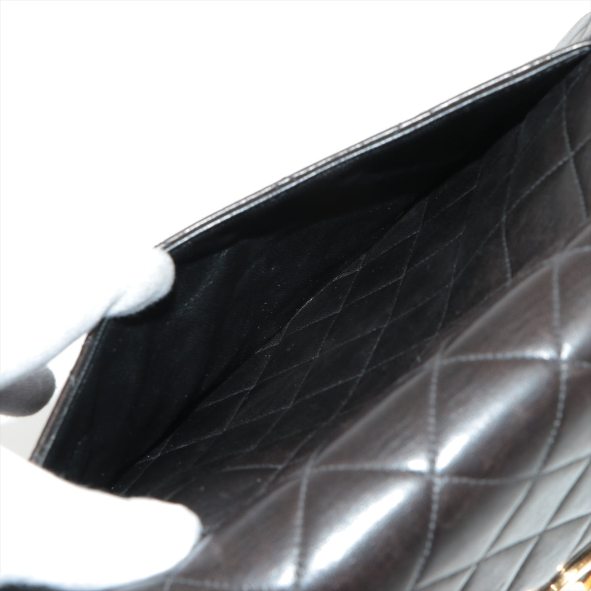 CHANEL DECAMATRASE Lambskinkin Single Flap Double Chain Bag Black Gold 4th