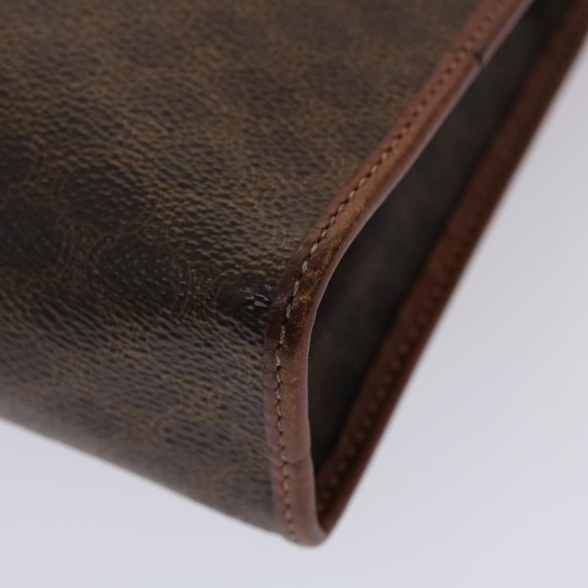 Celine Macadam Canvas Clutch Bag PVC Leather Brown 48331
