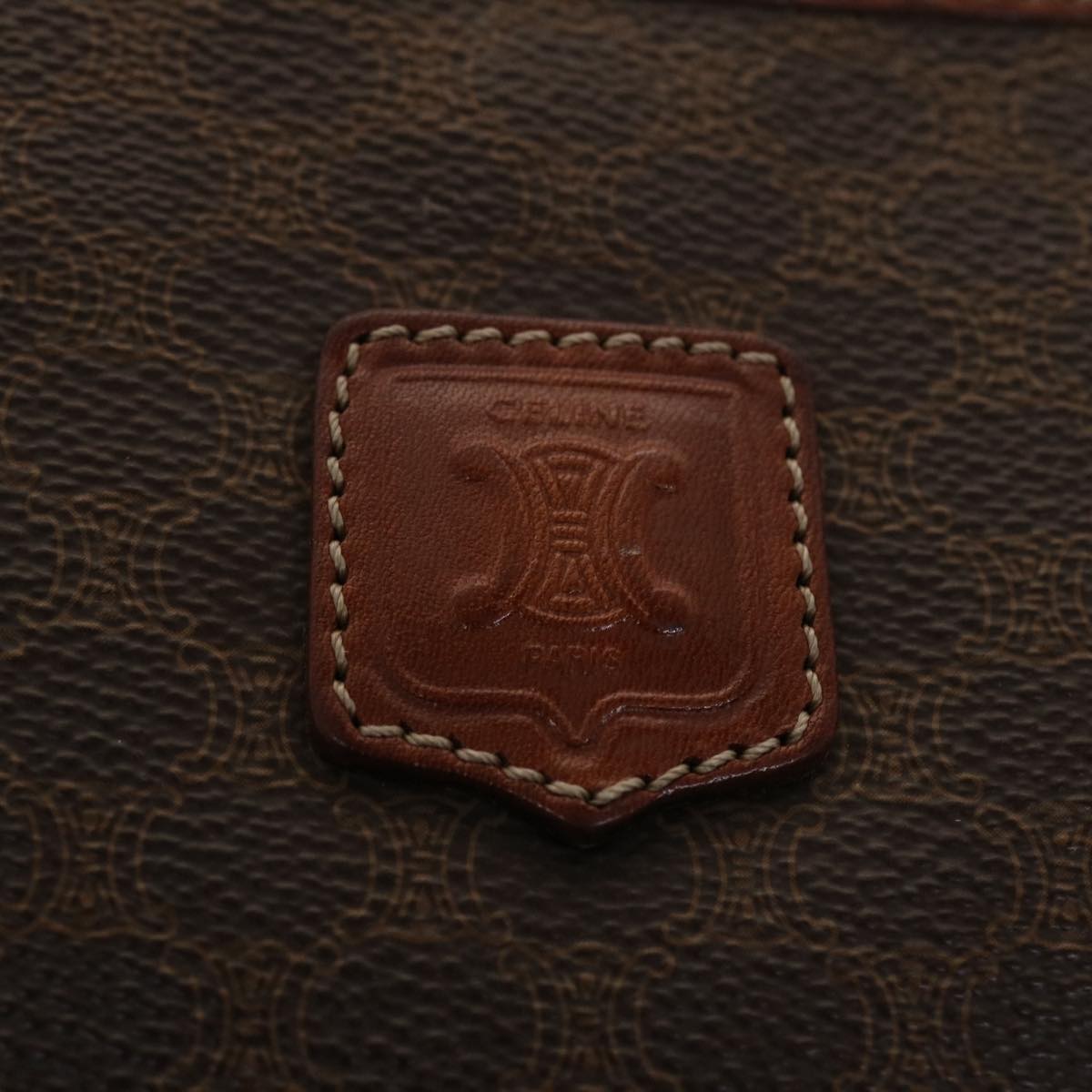 Celine Macadam Canvas Clutch Bag PVC Leather Brown 48331