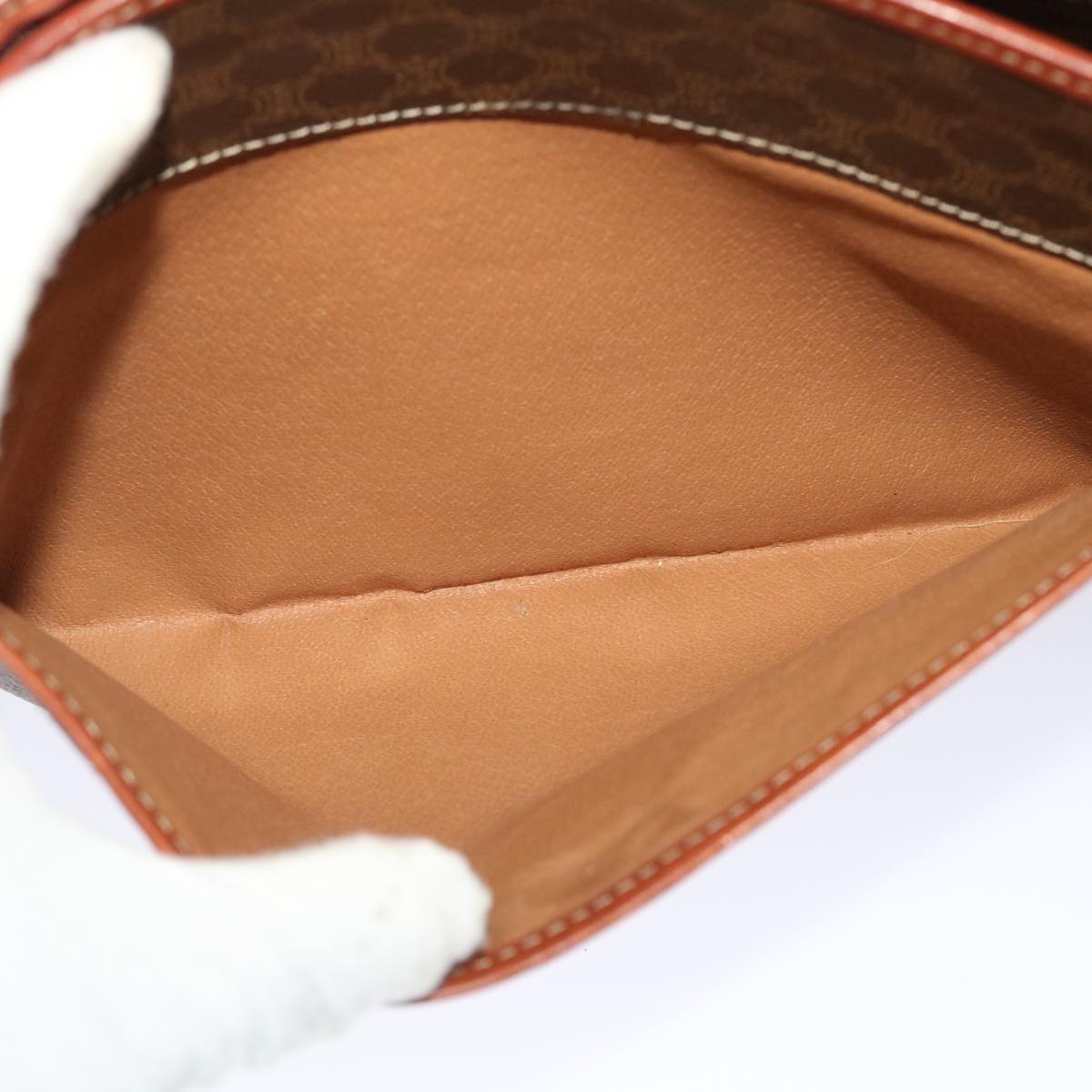 Celine Macadam Canvas Clutch Bag PVC Leather Brown 48331