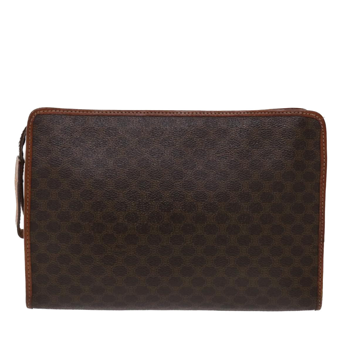 Celine Macadam Canvas Clutch Bag PVC Leather Brown 48331