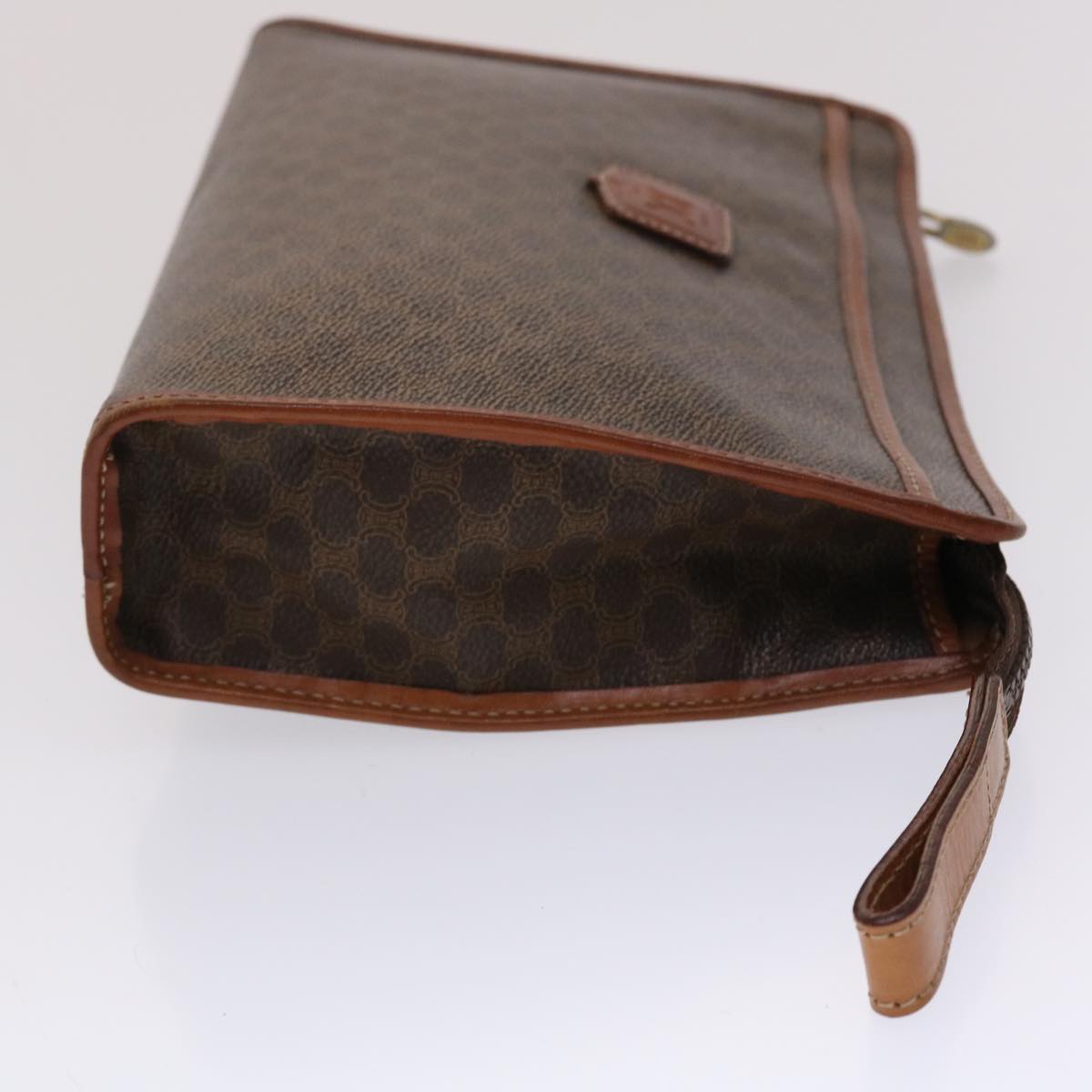 Celine Macadam Canvas Clutch Bag PVC Leather Brown 48331