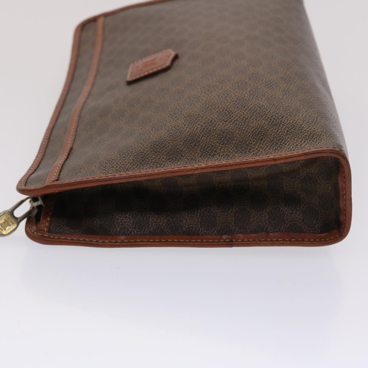 Celine Macadam Canvas Clutch Bag PVC Leather Brown 48331