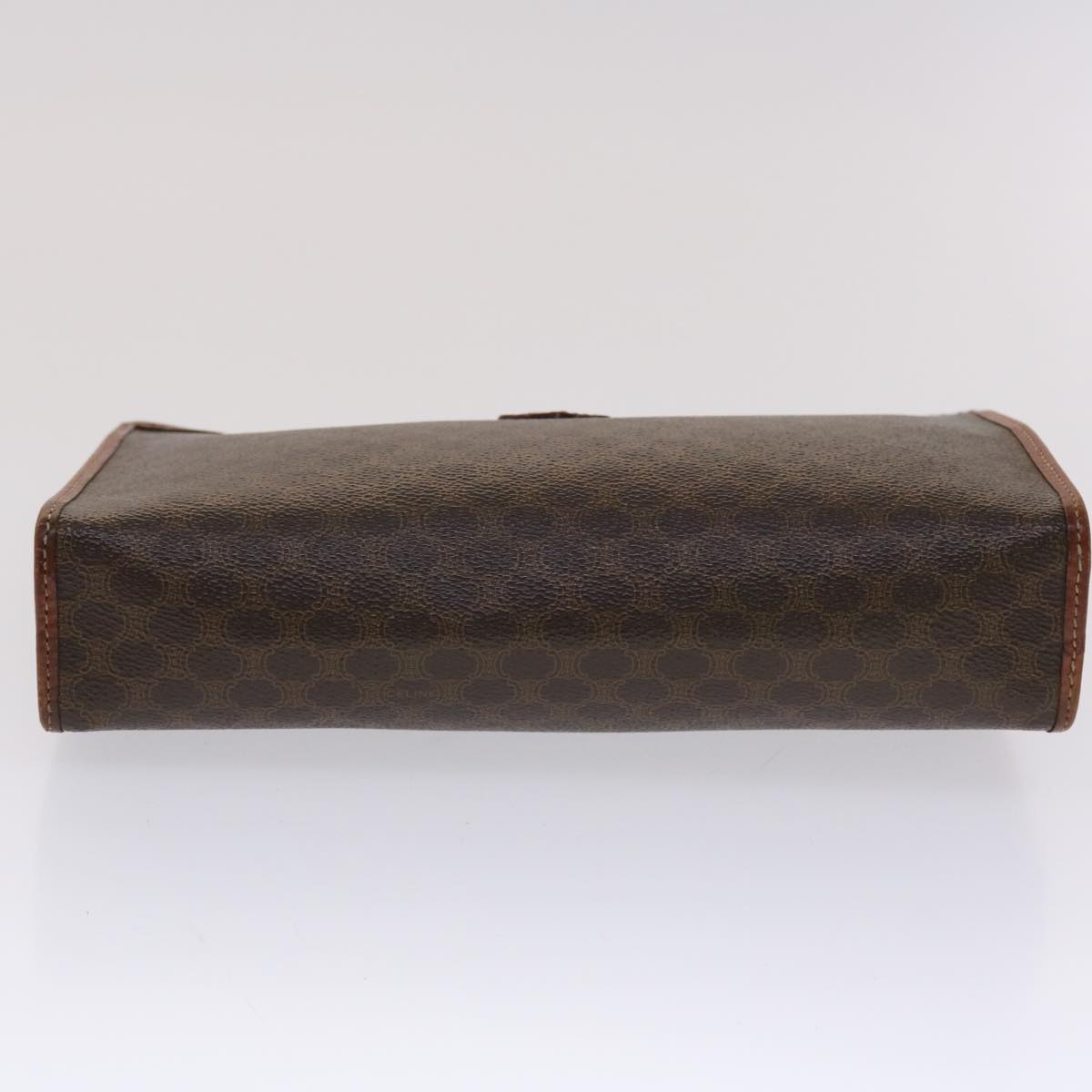 Celine Macadam Canvas Clutch Bag PVC Leather Brown 48331