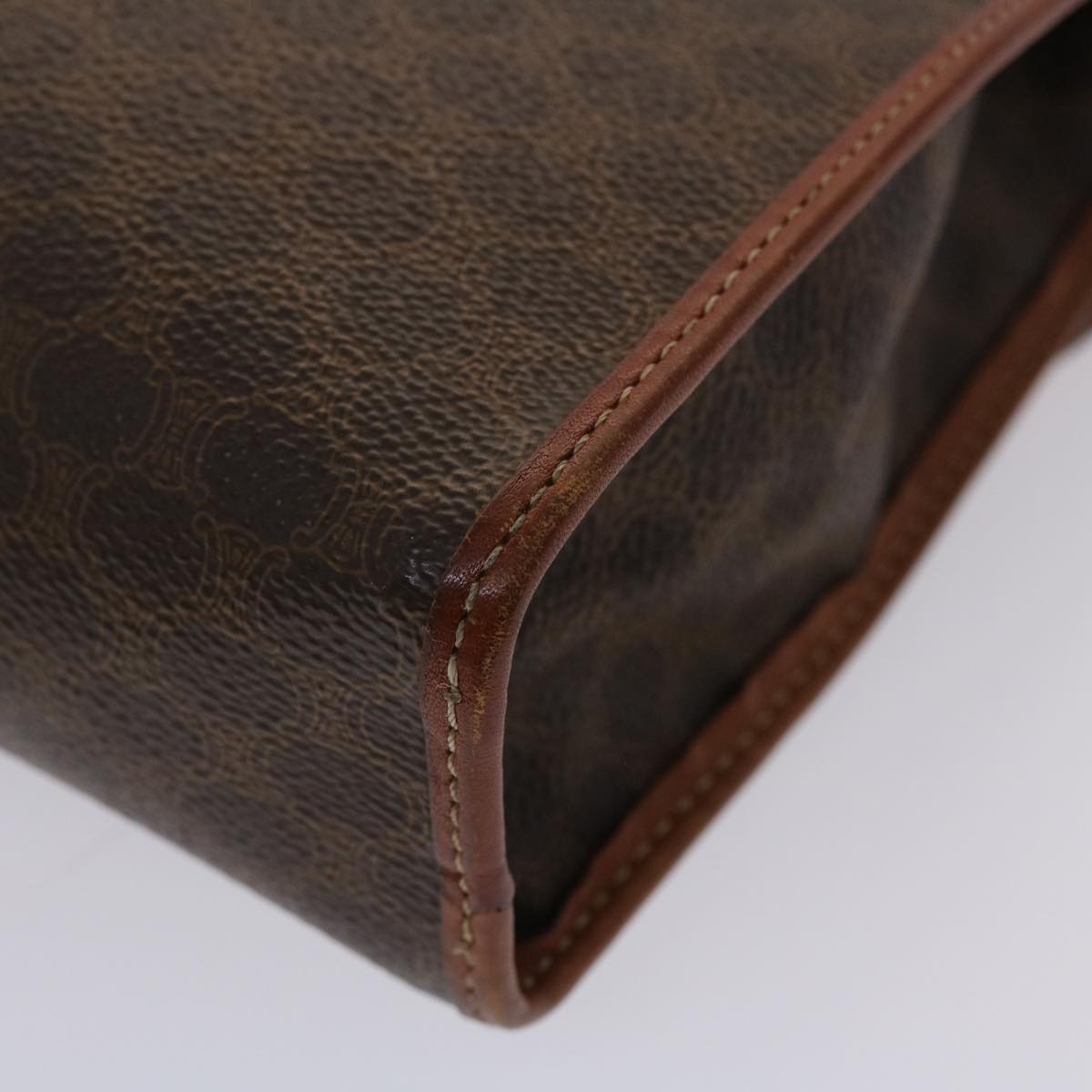 Celine Macadam Canvas Clutch Bag PVC Leather Brown 48331