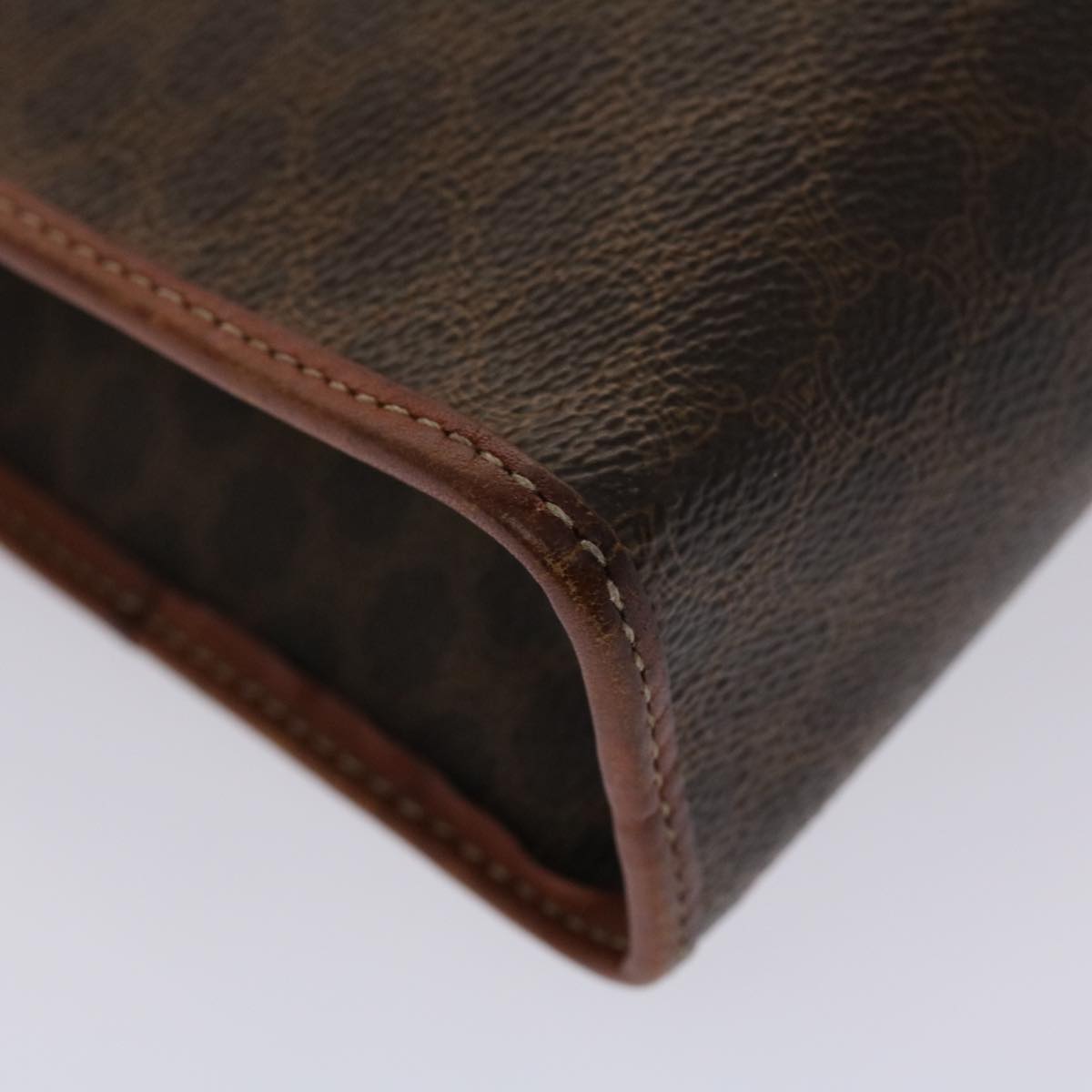 Celine Macadam Canvas Clutch Bag PVC Leather Brown 48331