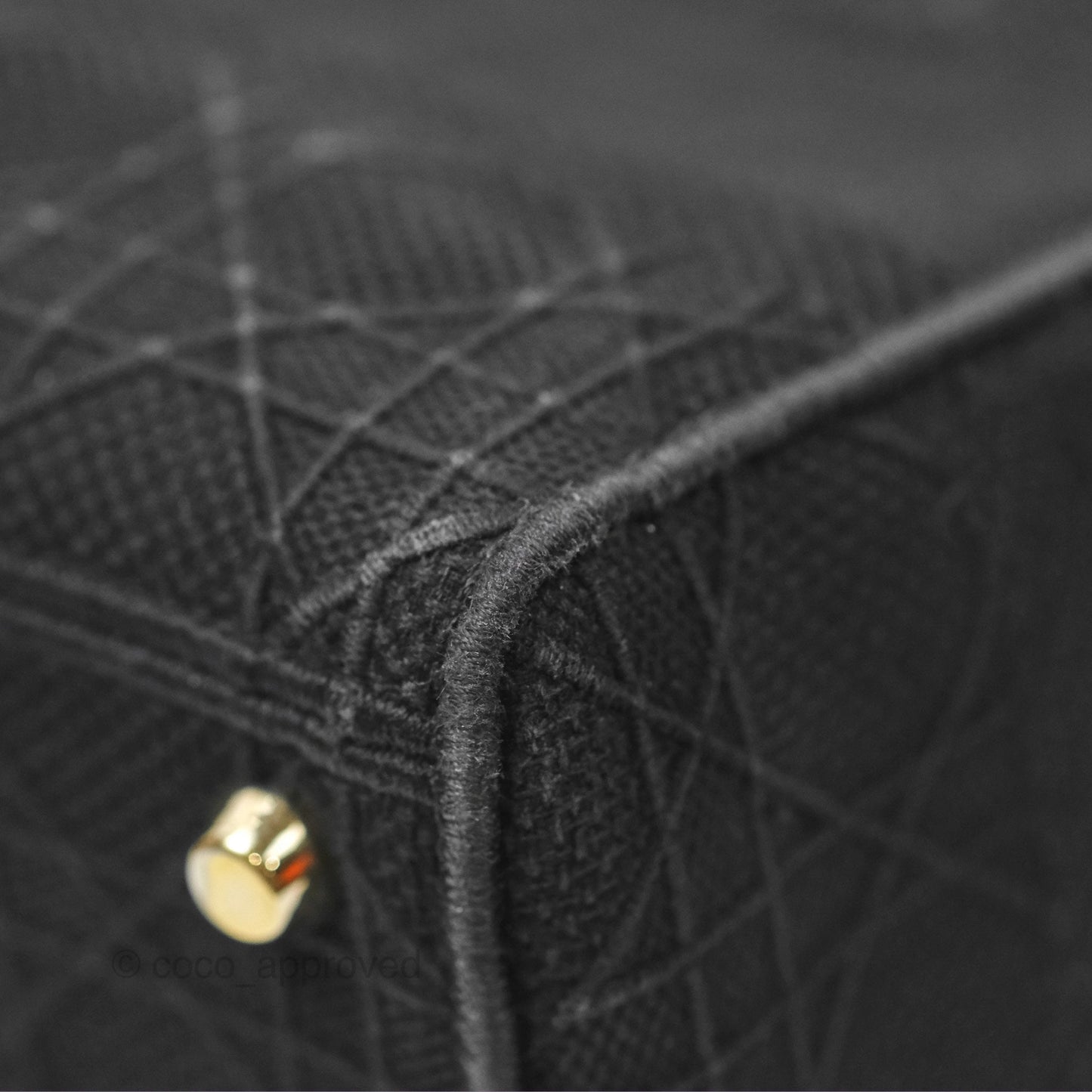 Christian Dior Medium Lady D-Lite Bag Black Cannage Embroidery Gold Hardware