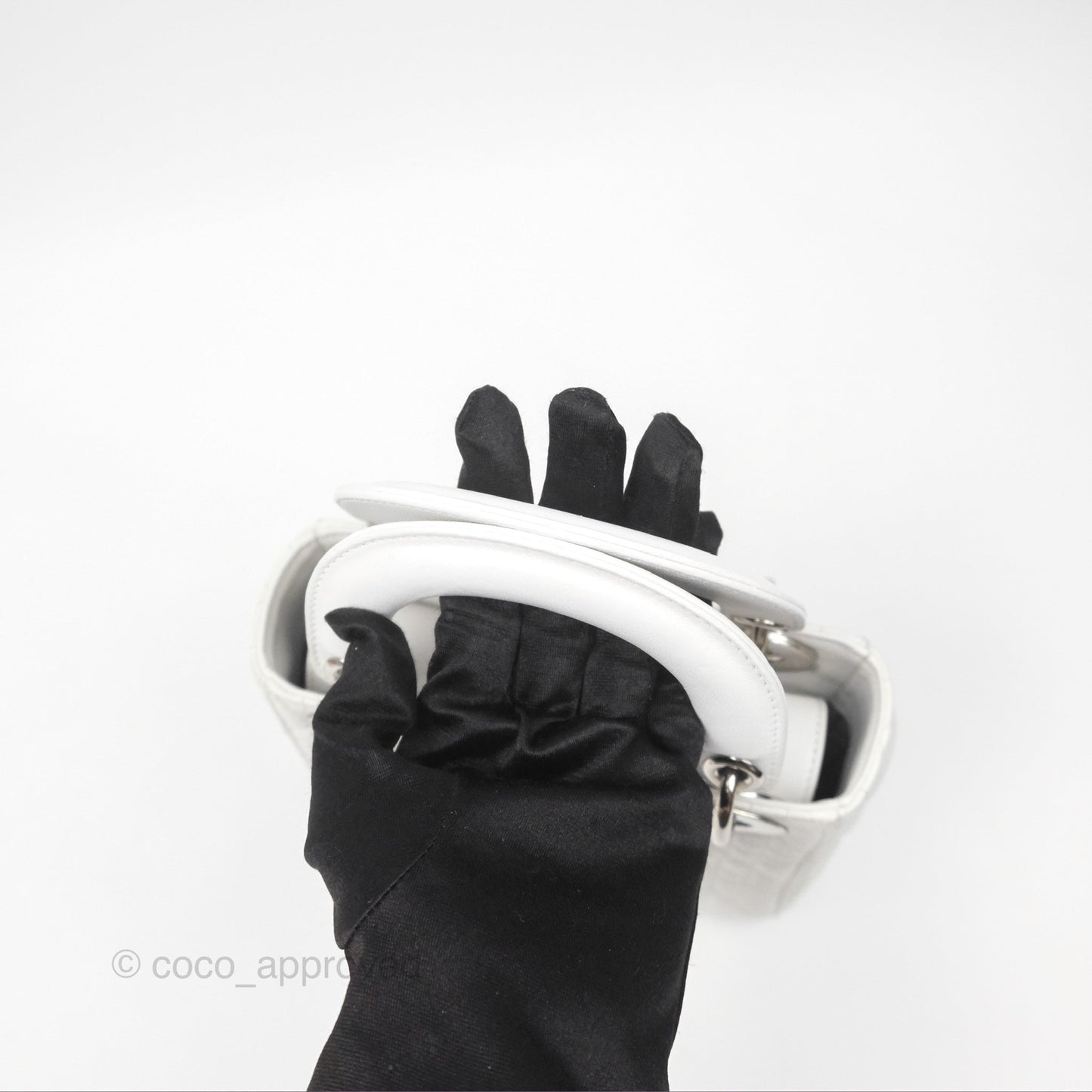 Christian Dior Cannage Mini Lady Dior White Silver Hardware