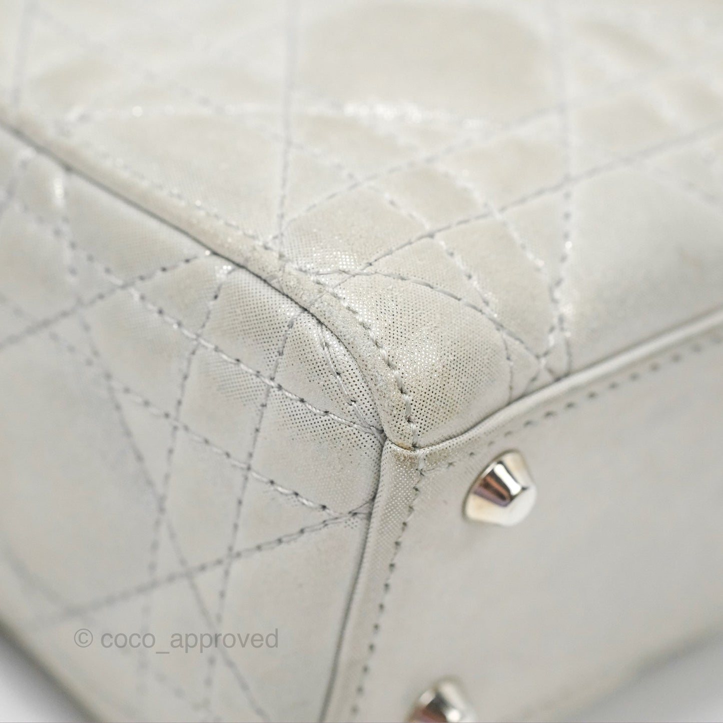 Christian Dior Mini Lady Dior Metallic Silver Nubuck Silver Hardware