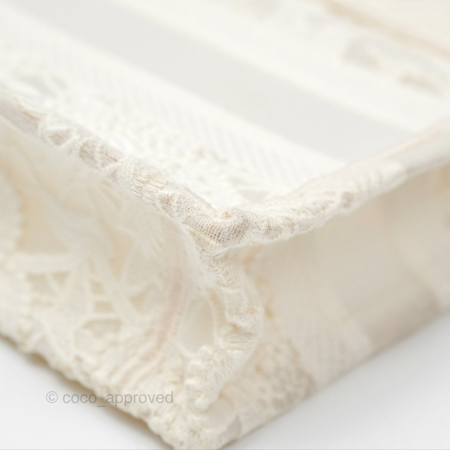 Dior Mini Book Tote Natural Macramé-Effect Embroidery