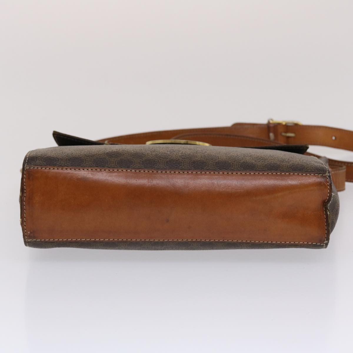 Celine Macadam Canvas Shoulder Bag PVC Leather Brown 49113