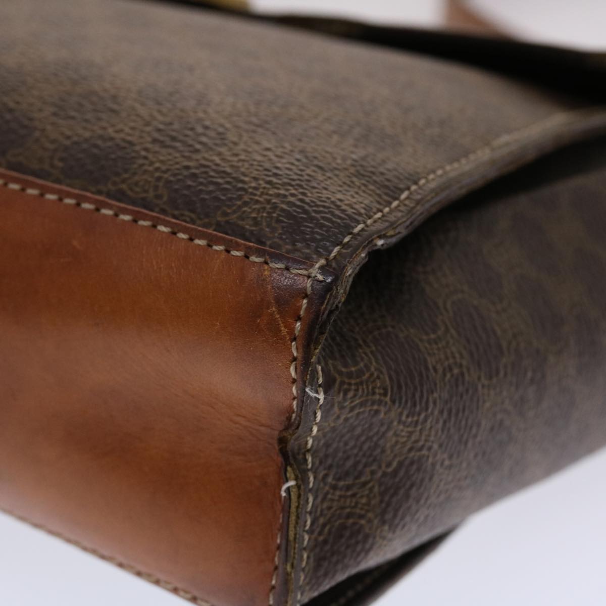 Celine Macadam Canvas Shoulder Bag PVC Leather Brown 49113