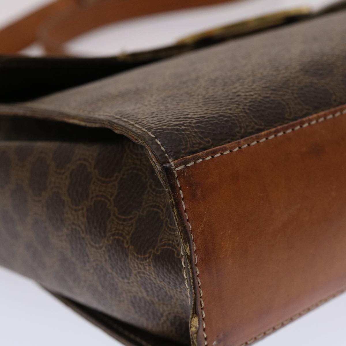 Celine Macadam Canvas Shoulder Bag PVC Leather Brown 49113
