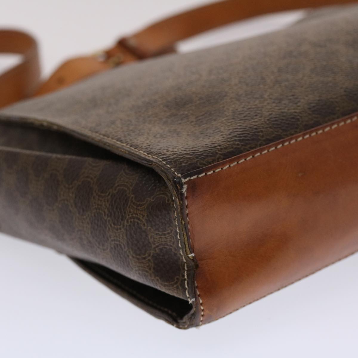 Celine Macadam Canvas Shoulder Bag PVC Leather Brown 49113