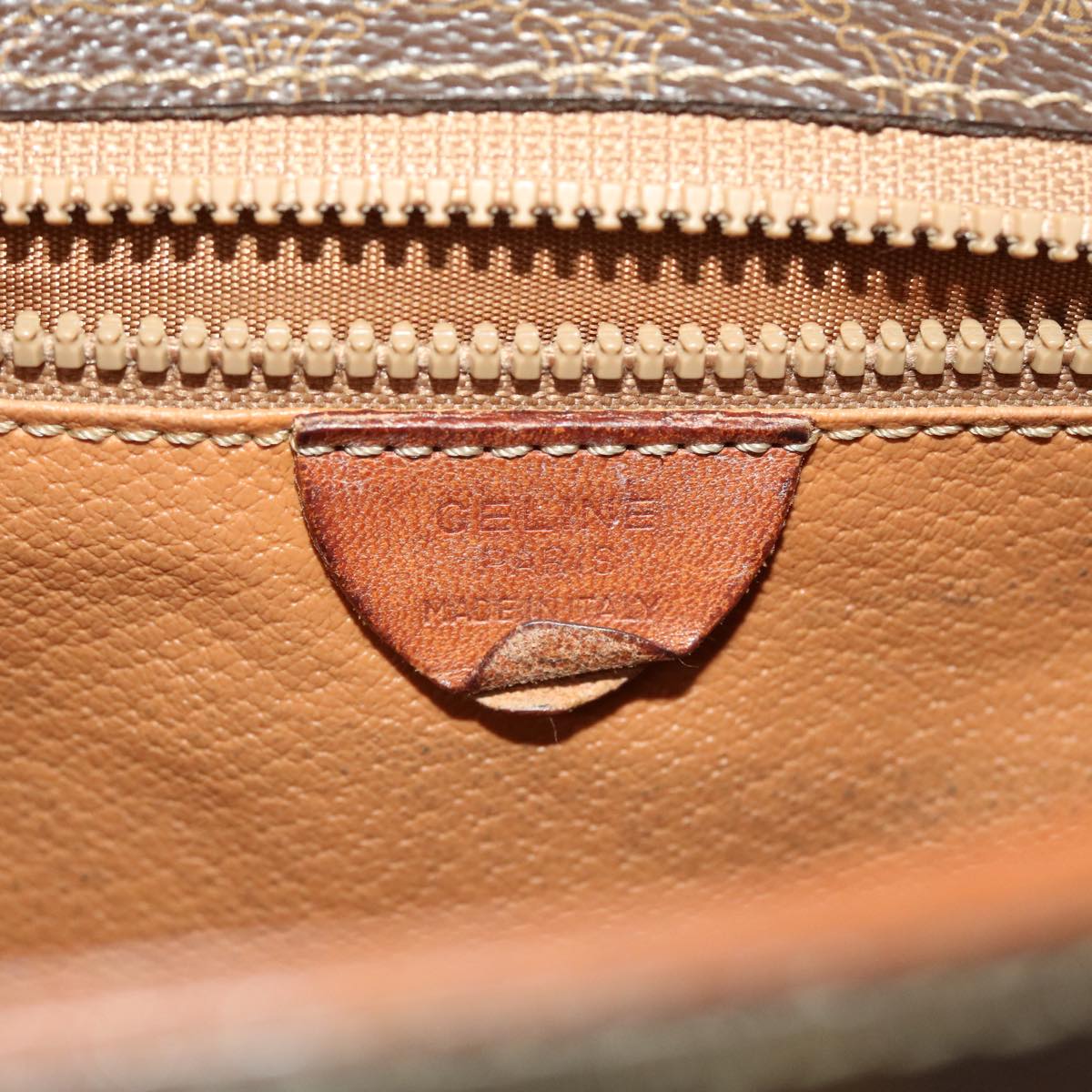 Celine Macadam Canvas Shoulder Bag PVC Leather Brown 49113