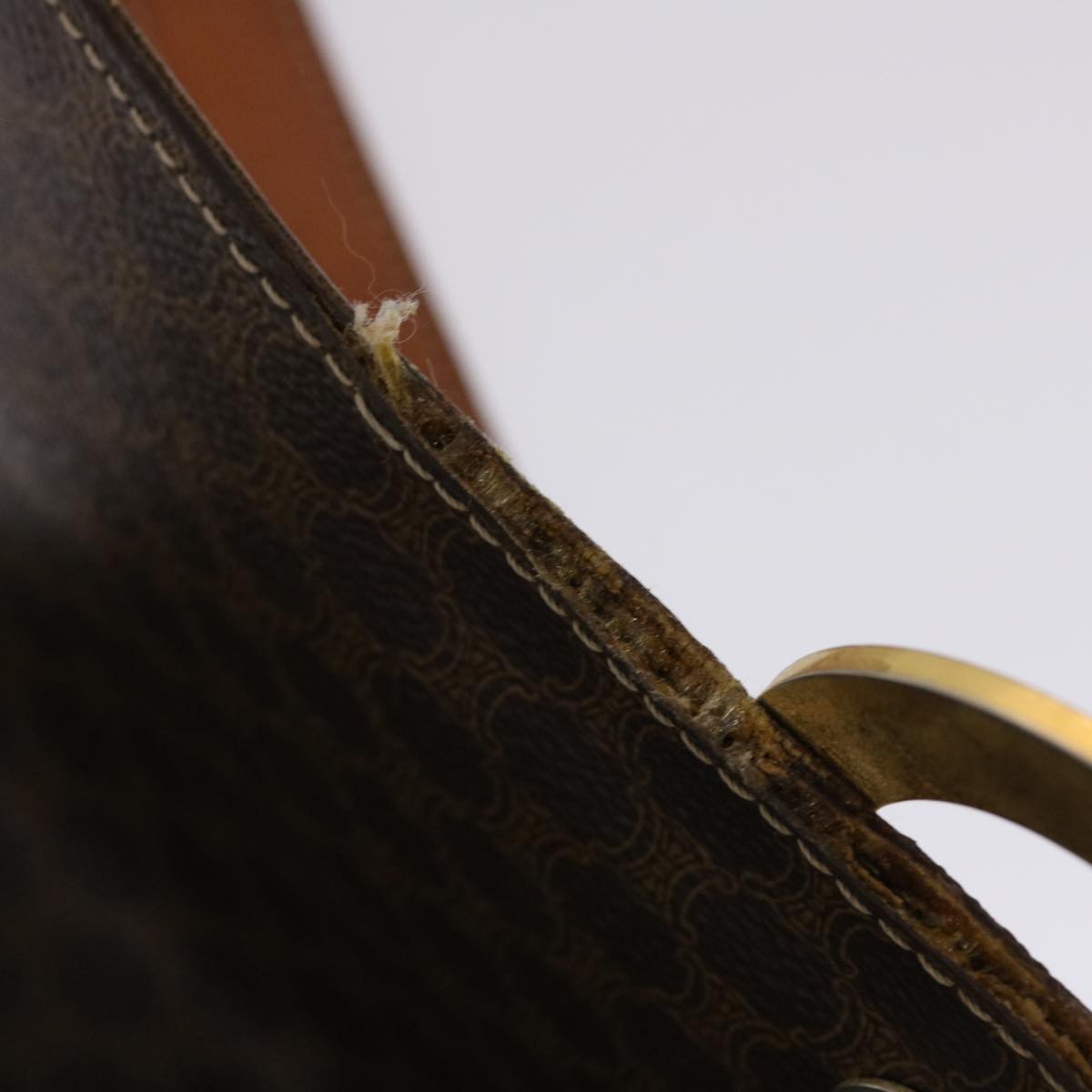 Celine Macadam Canvas Shoulder Bag PVC Leather Brown 49113