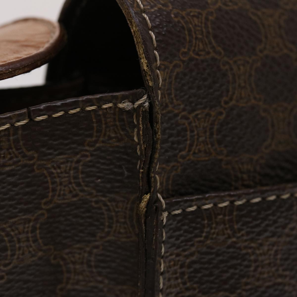 Celine Macadam Canvas Shoulder Bag PVC Leather Brown 49113