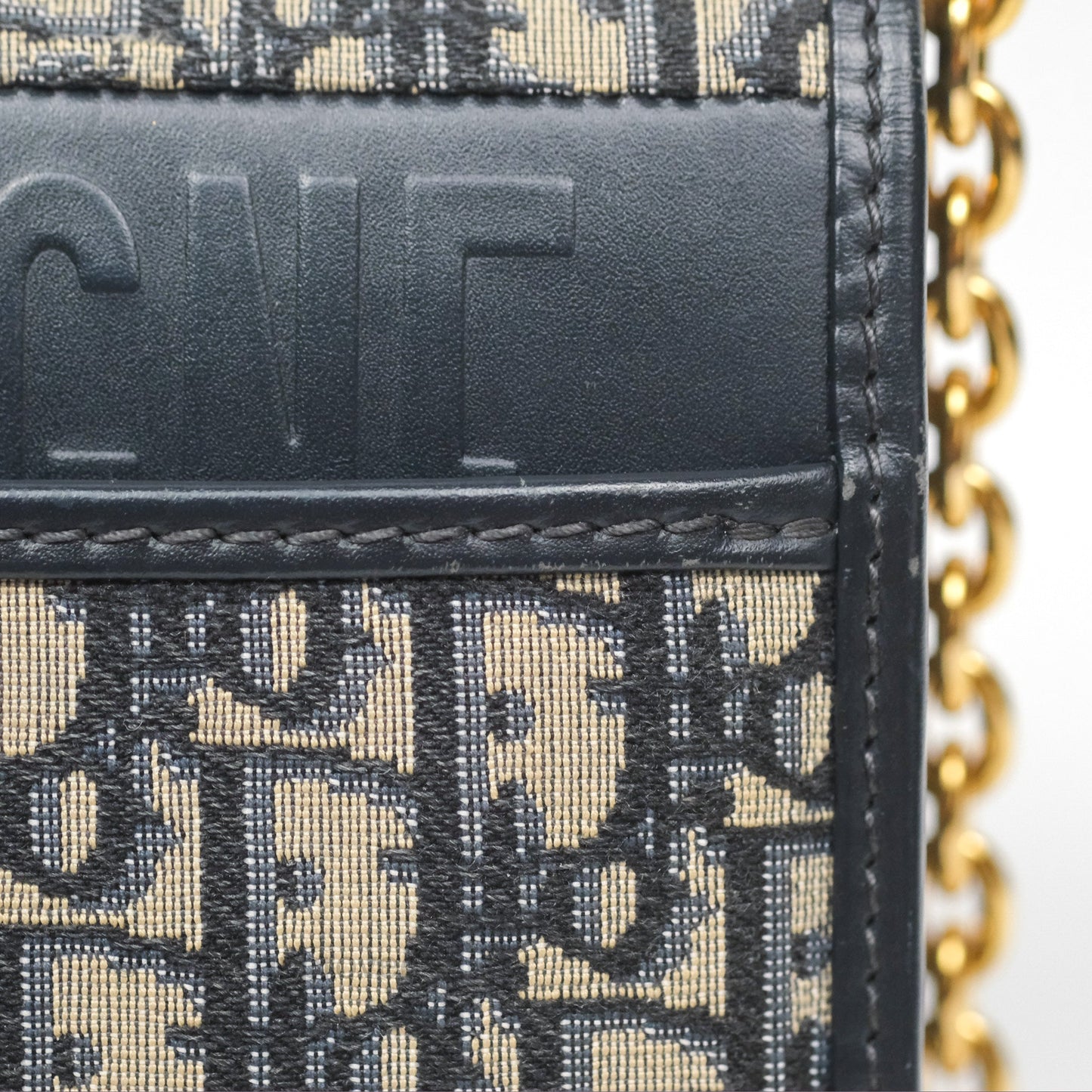 Christian Dior 30 Montaigne with Chain Blue Dior Oblique Jacquard