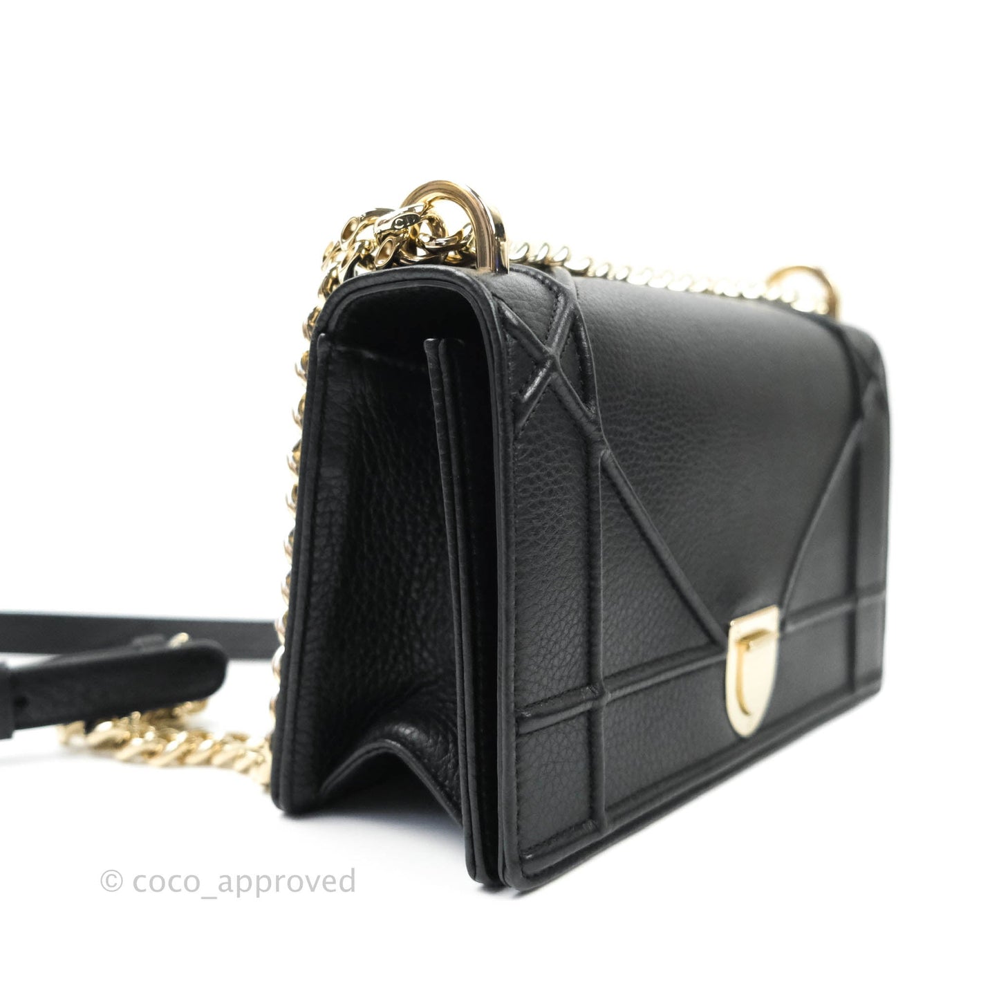 Christian Dior Small Diorama Calfskin Flap Bag Black Gold Hardware