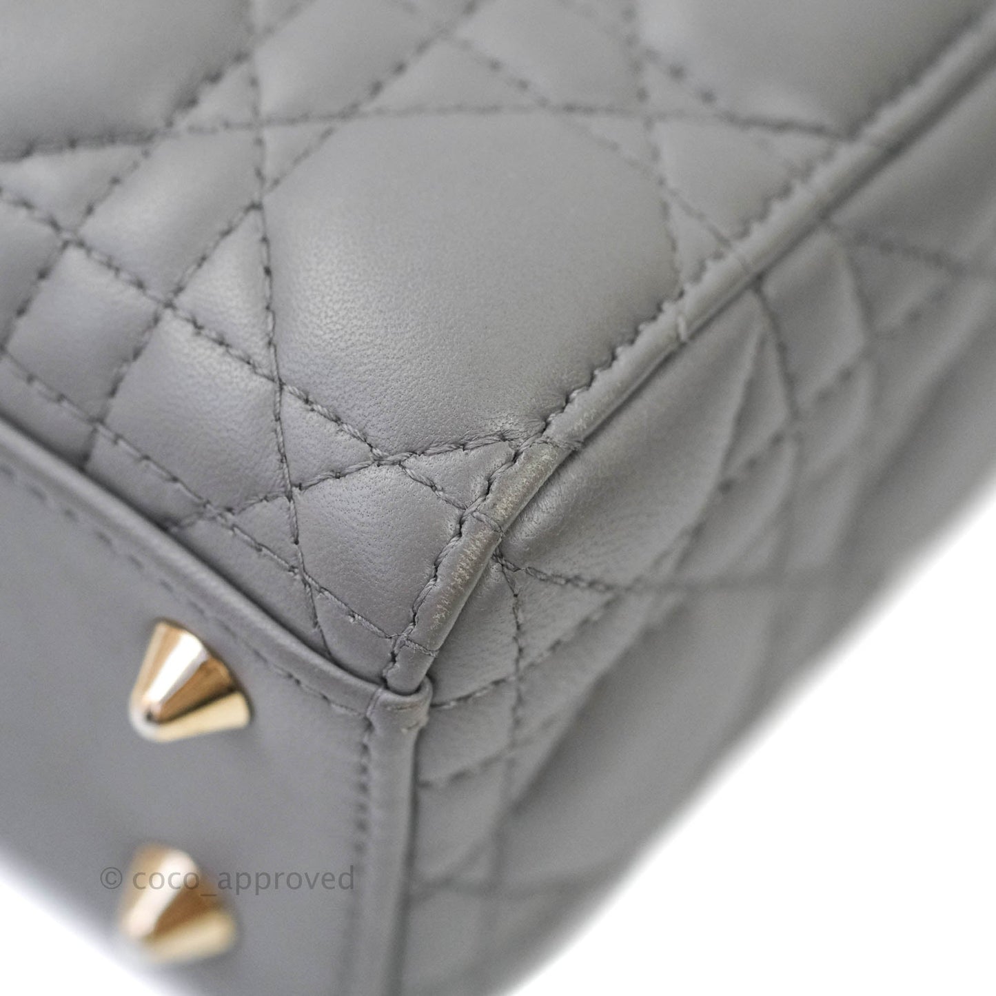 Christian Dior Lambskin My ABCDior Lady Dior Grey Gold Hardware
