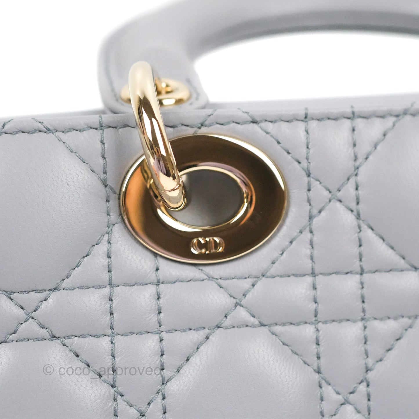 Dior Small Lady D-Joy Bag Grey Lambskin Cannage Gold Hardware