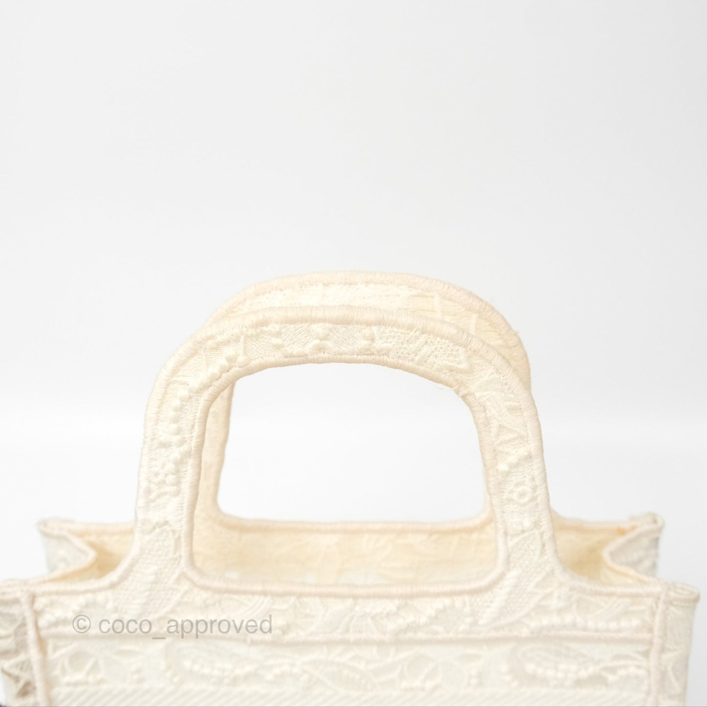 Dior Mini Book Tote Natural Macramé-Effect Embroidery