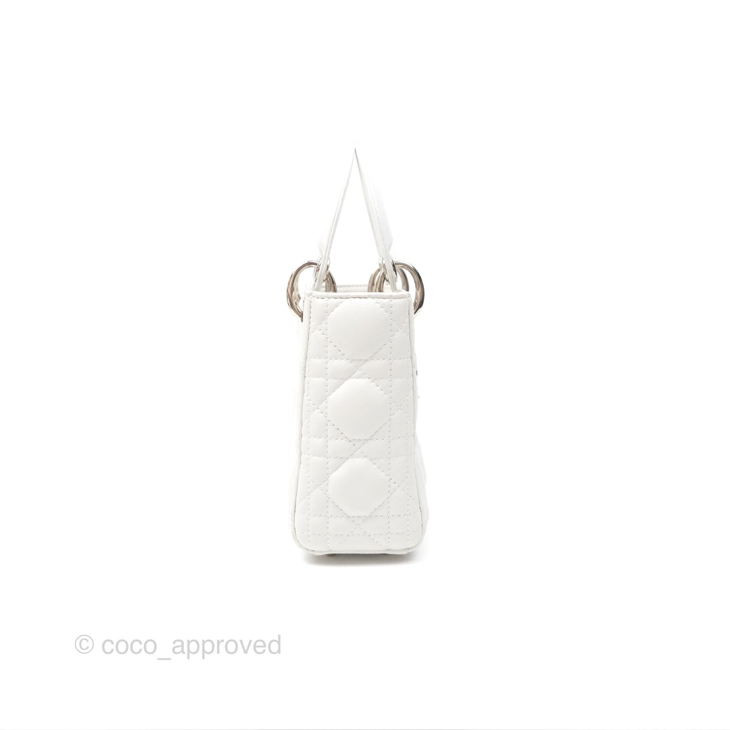 Christian Dior Cannage Mini Lady Dior White Silver Hardware
