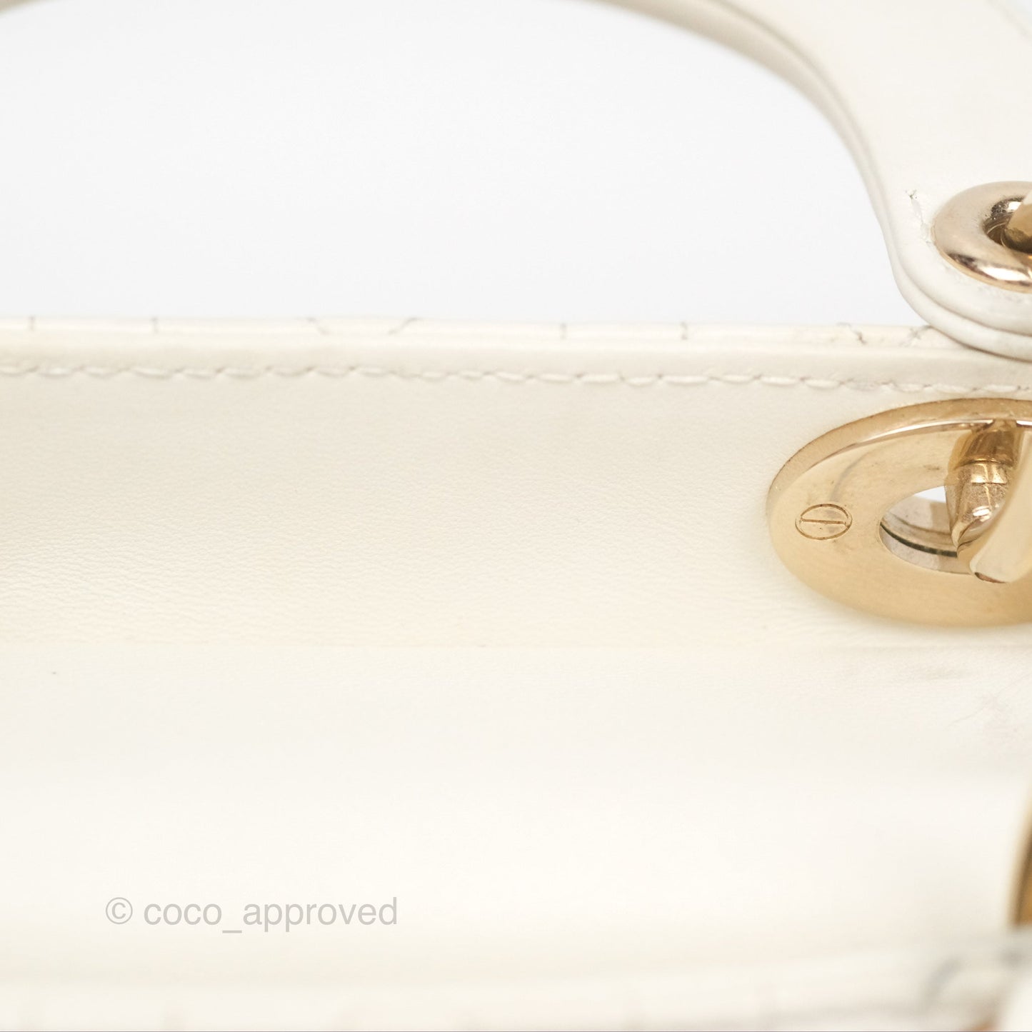 Christian Dior Cannage Mini Lady Dior White Gold Hardware