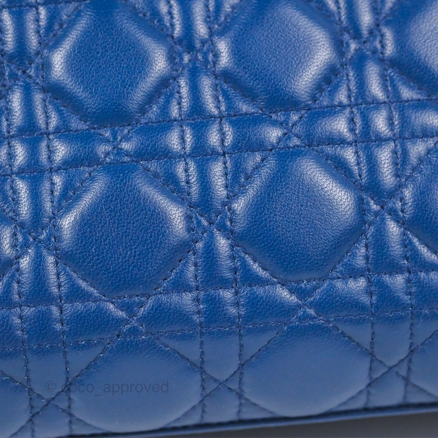 Christian Dior Medium Lady Dior Cannage Dark Blue Lambskin Silver Hardware