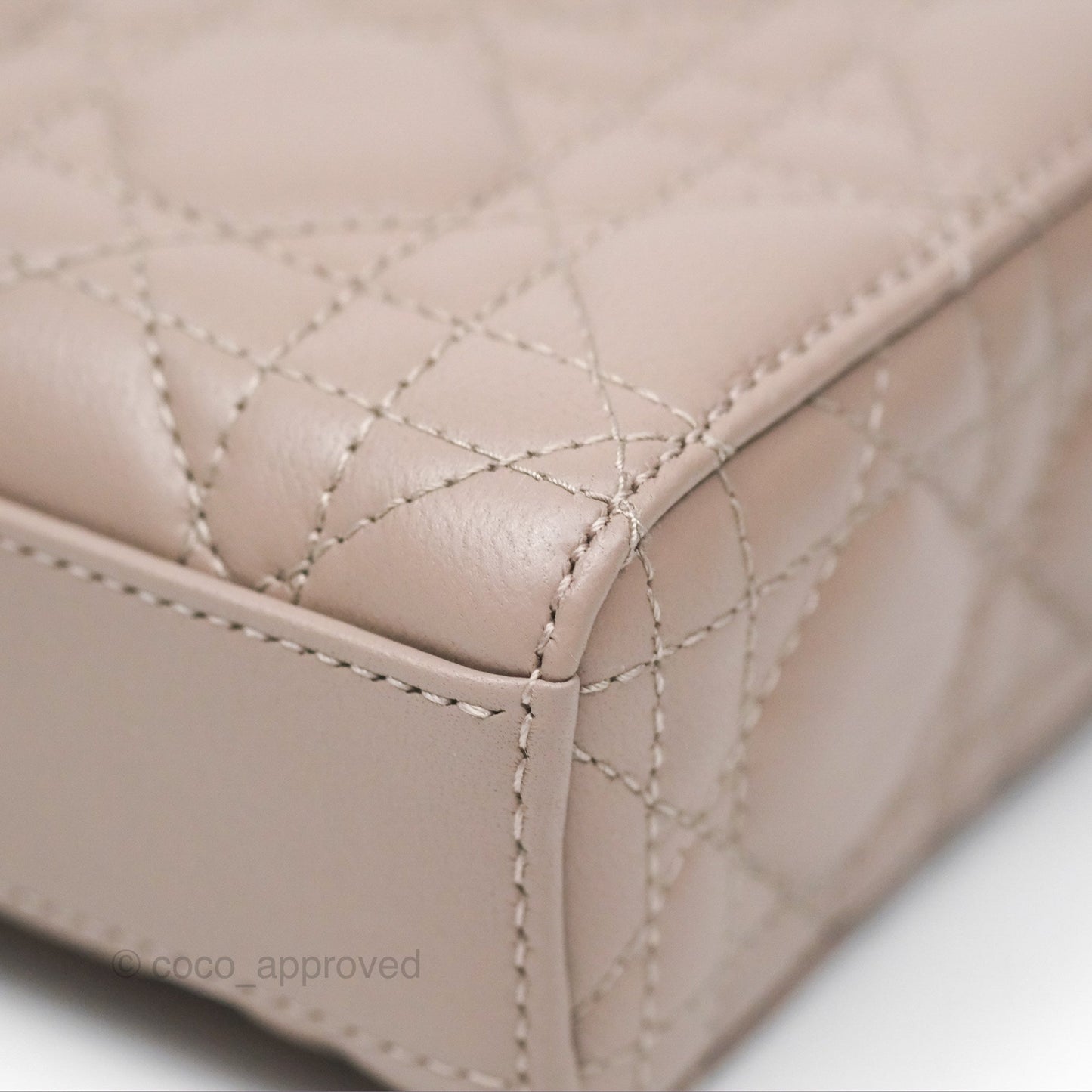 Christian Dior Medium Lady D-Joy Bag Warm Taupe Lambskin Gold Hardware