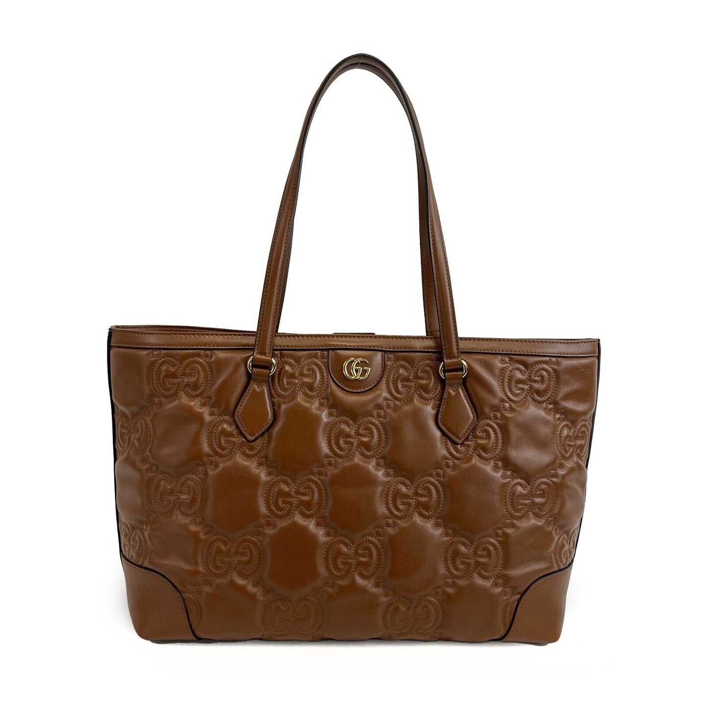 GUCCI - NEW Embossed GG Matelasse Brown Shoulder Tote